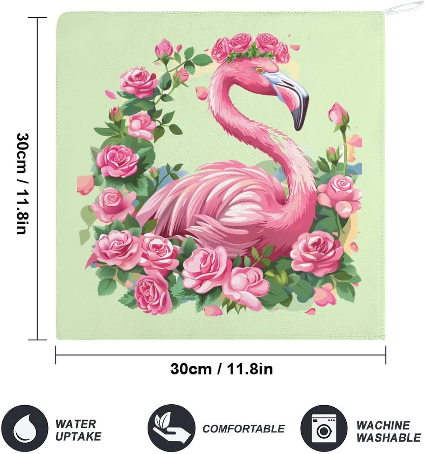 Flamingo with Flowers Hand Towels for Bathroom Kitchen Towels Small Towel Handkerchiefs with Hanging Loop 4PCS