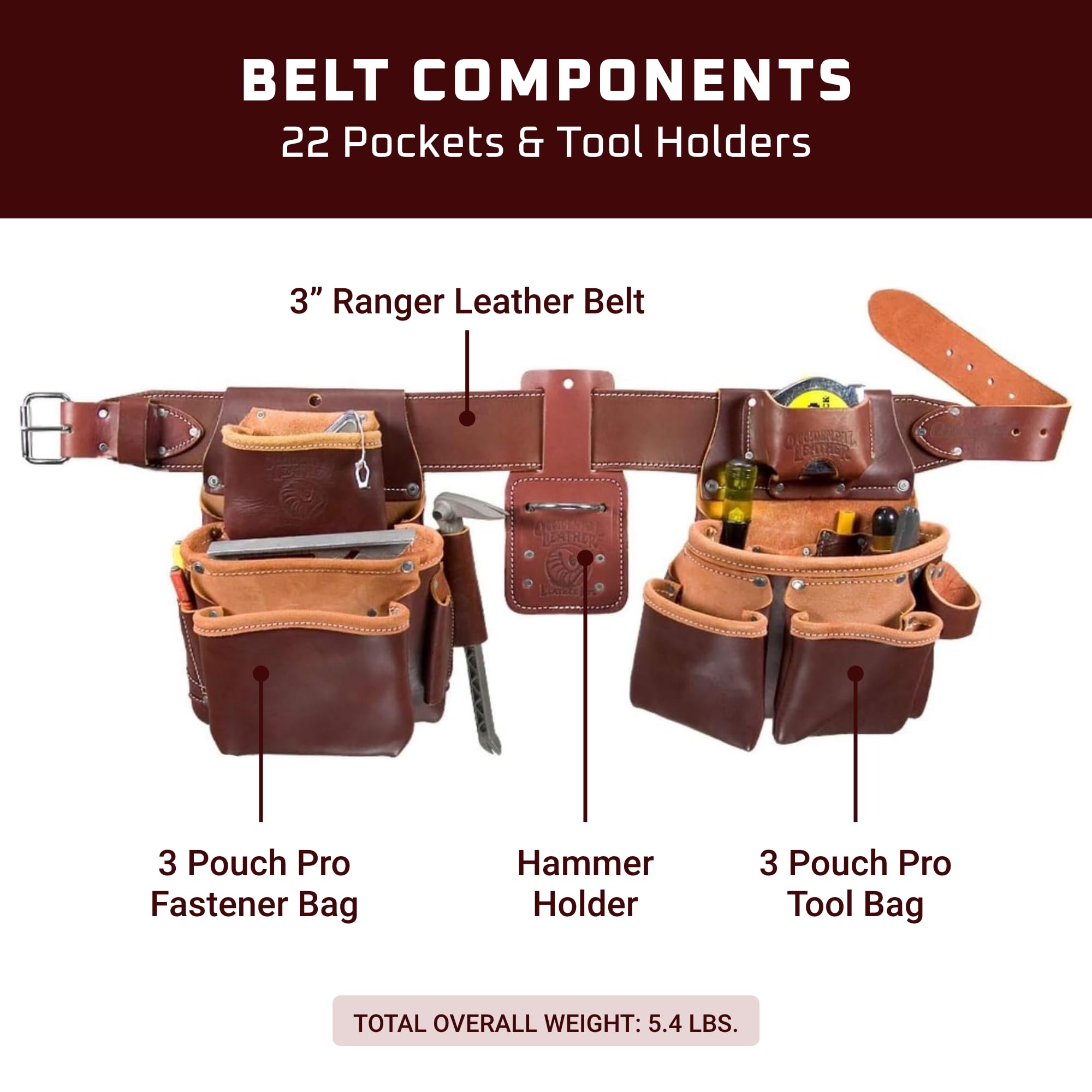 Occidental Leather 5080DB LG Pro Framer Tool Belt Set with Double