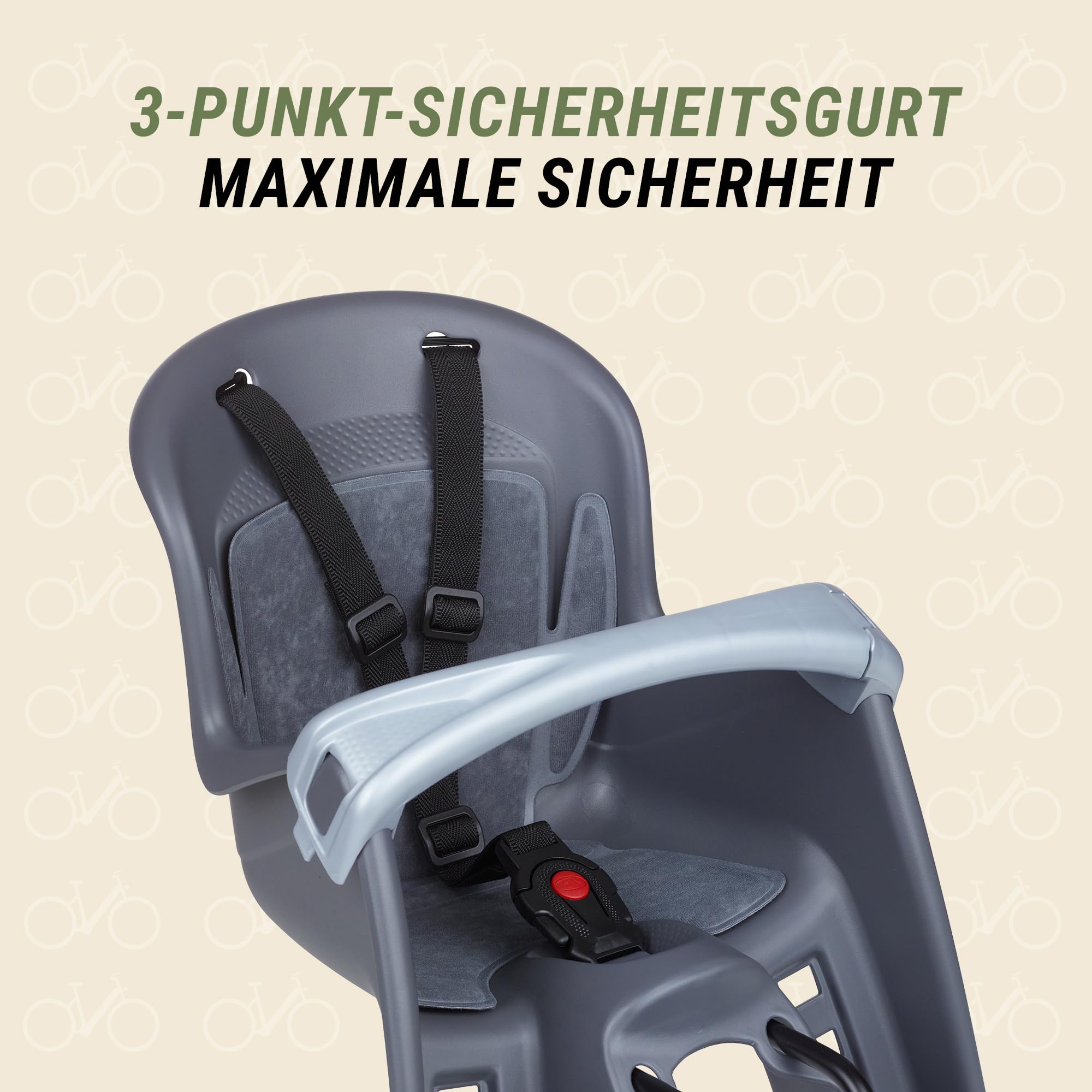 Prophete Siège de sécurité Bilby Junior pour enfants de 9 à 15 kg, idéal pour les vélos et les vélos électriques avec support simple à dégagement rapide et ceinture de sécurité réglable