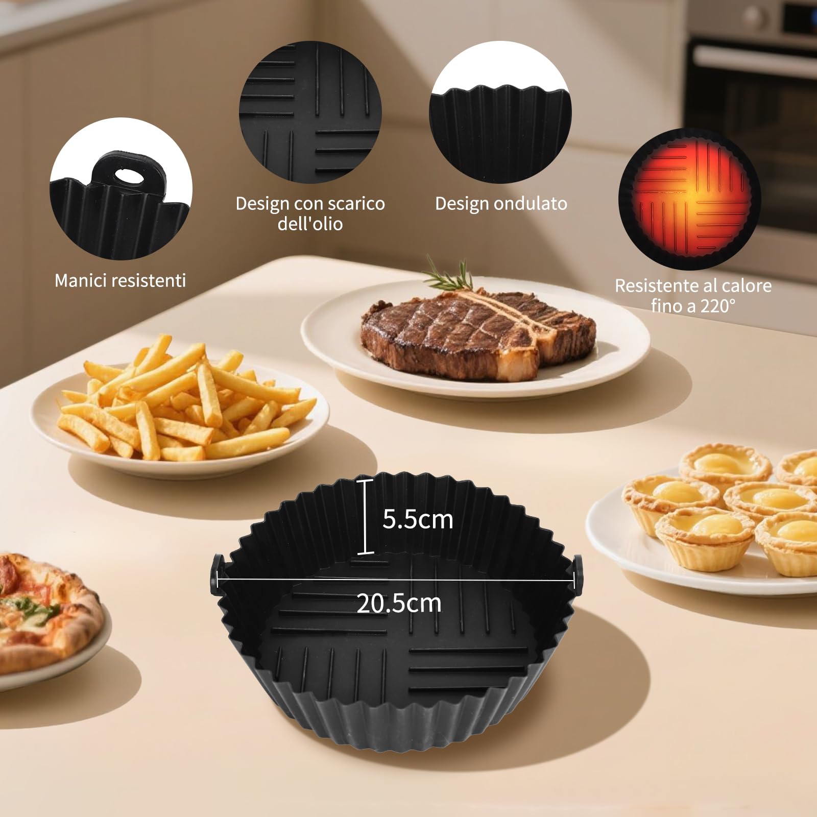 Accessori Friggitrice ad aria,12 Friggitrice ad aria accessori con Griglia, Pizza Teglia, Silicone Contenitore Waffle, Senza BPA, per Aigostar COSORI Cecotec Ninja Philips 5,5L 6L 6,2L 6,5L