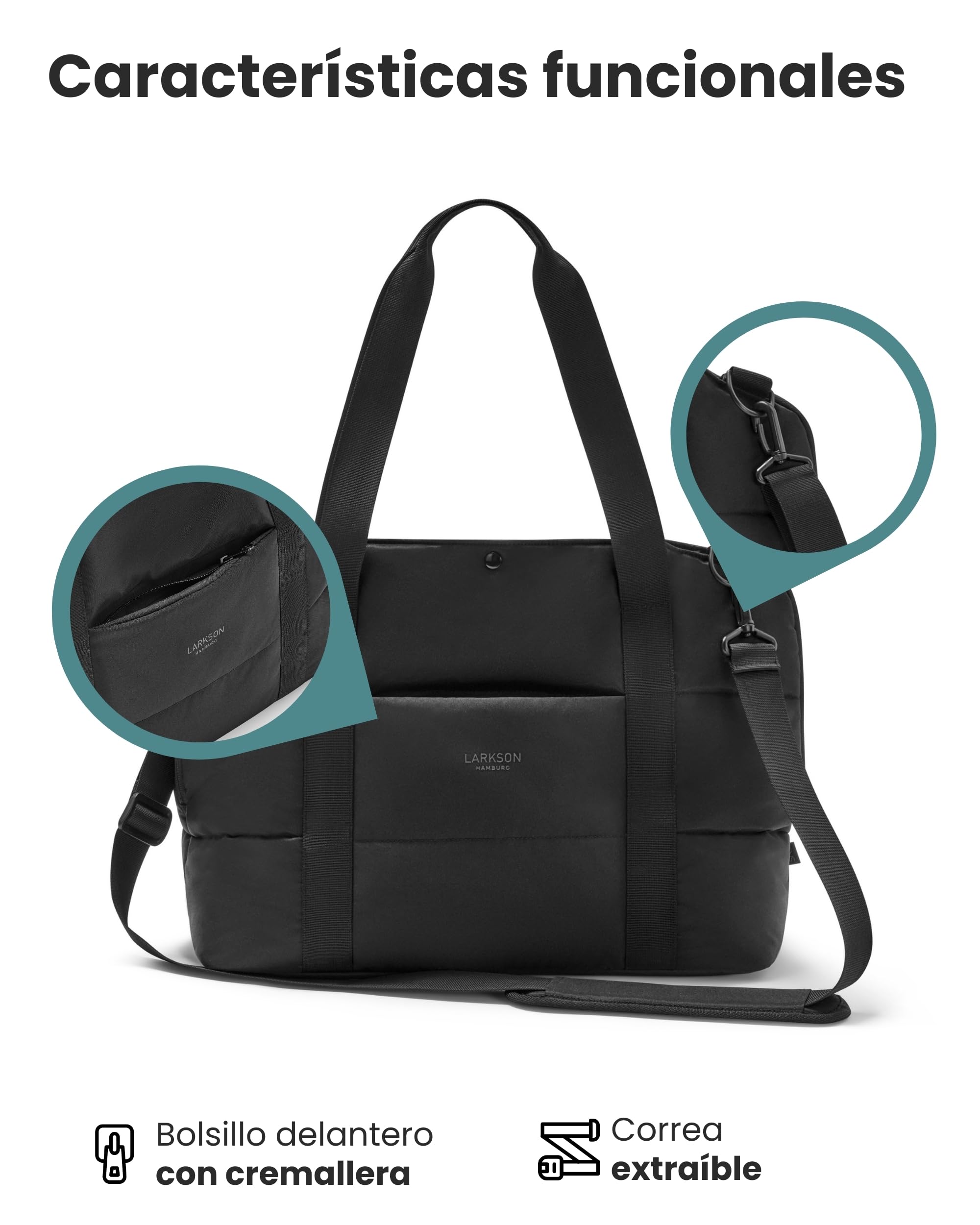 Larkson Bolsa de Transporte para Perros Negro - Frida - Bolso Bandolera Plegable para Perros y Gatos Pequeños y Mediano de hasta 10 kg - Transportin Mascotas - Cesta para Llevar de Viaje