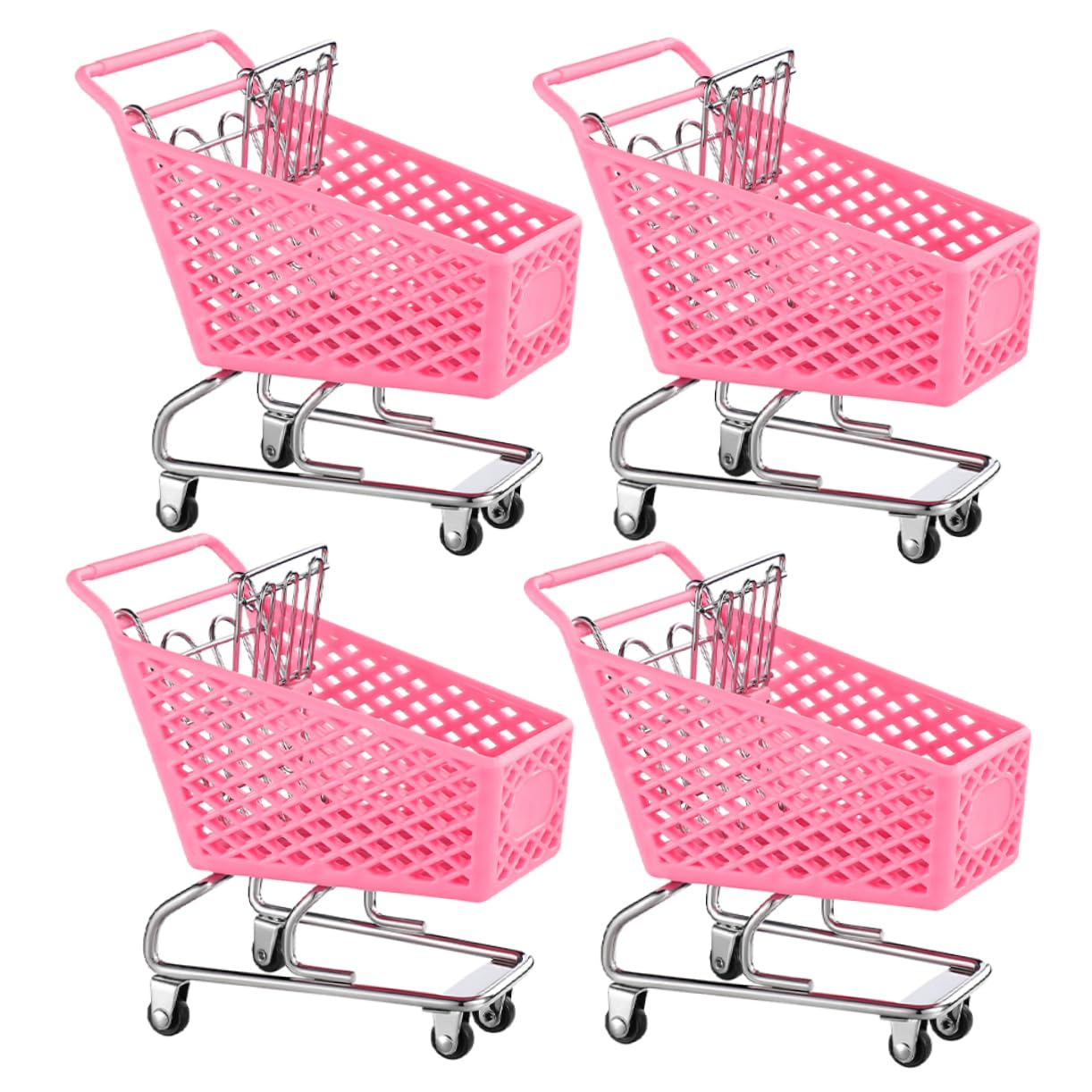 Gogogmee 4 Piezas Carrito De Supermercado De Juguete Carrito De Compras En Miniatura Pequeño Carrito De Supermercado Mini Carro Carrito De Compras De Juguete Juguetes El Plastico Rosa