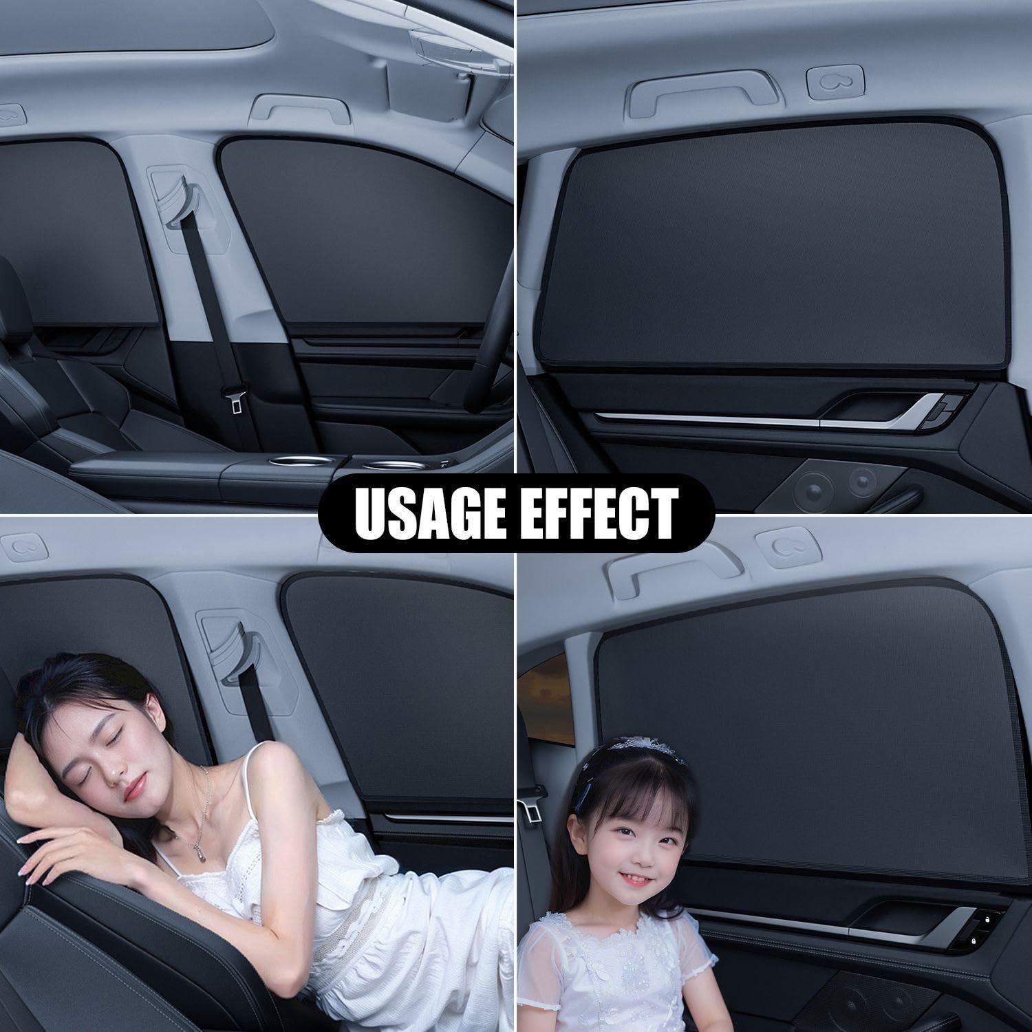4 Pezzi Parasole Per Auto, Parasole Magnetico Per Auto, Parasole, Tende Isolanti Per La Privacy Dell'Auto, Parasole Per Finestrino Laterale, Coperture Nere Per Finestrino Dell'Auto