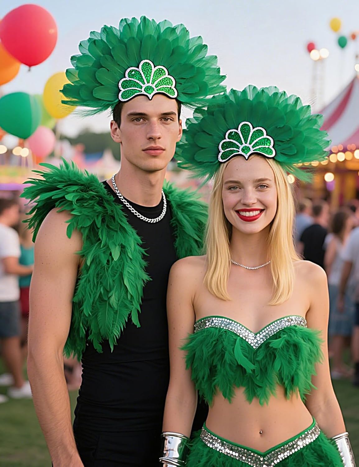 Wildarms Women's Feather Headpieces Sequin Headdress - Carnival Wedding Halloween Masquerade Party Cosplay Costume Accessory - Image 6