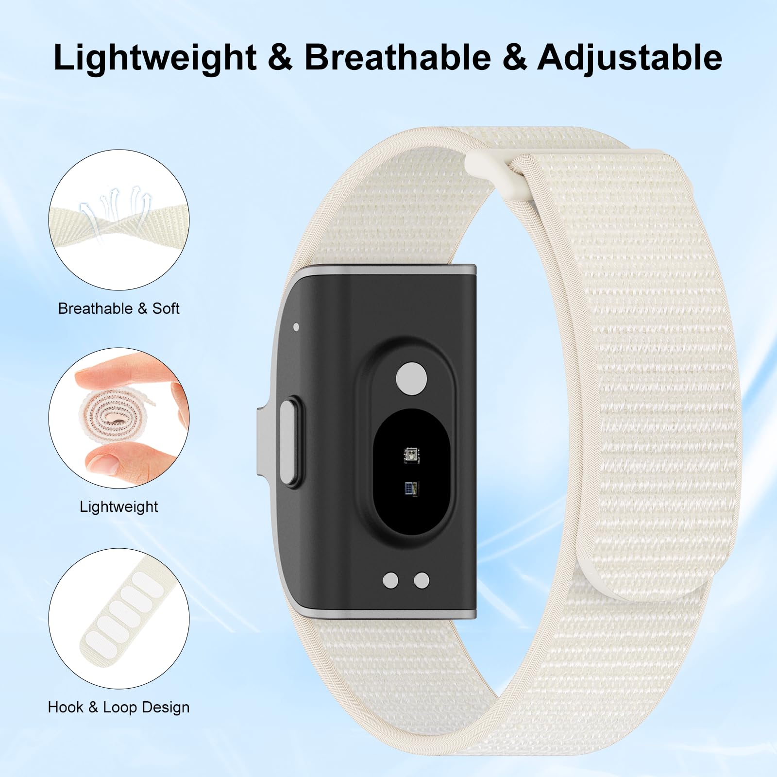 ZOOROO 3-Pack Nylon Loop Sport Replacement Bands Compatible with Hume Health Band, Soft Breathable Adjustable Wrist Band for Hume Band Replacement Strap Wristband for Fitness Tracker Women Men — view 2