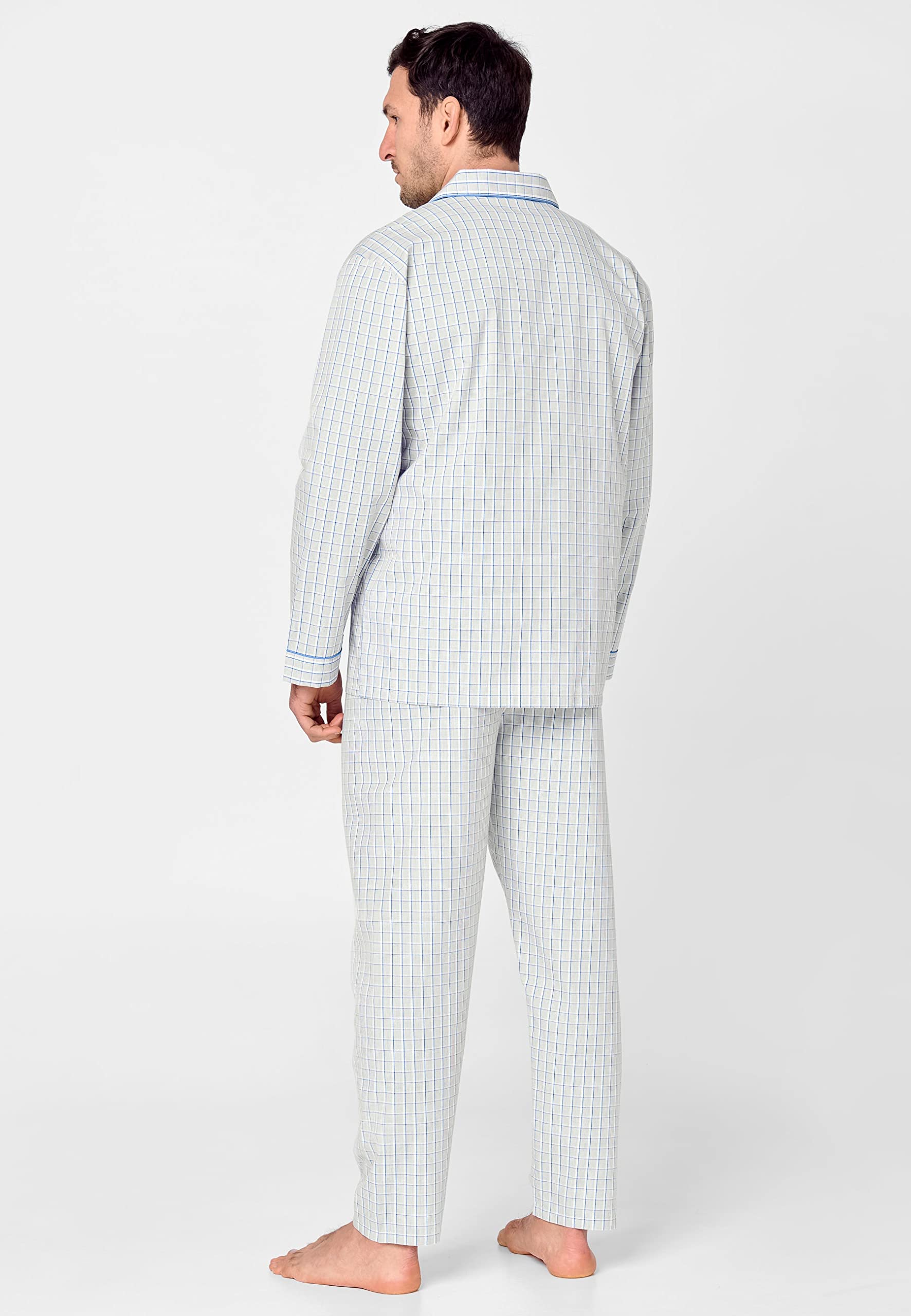 El Búho Nocturno Pigiama Uomo Lungo Cotone 100% - Popeline Set Classico Due Pezzi Giacca Maniche Lunghe Bottoni - Abbigliamento Notte Ospedale Leggero Autunno Estate Taglie Forti