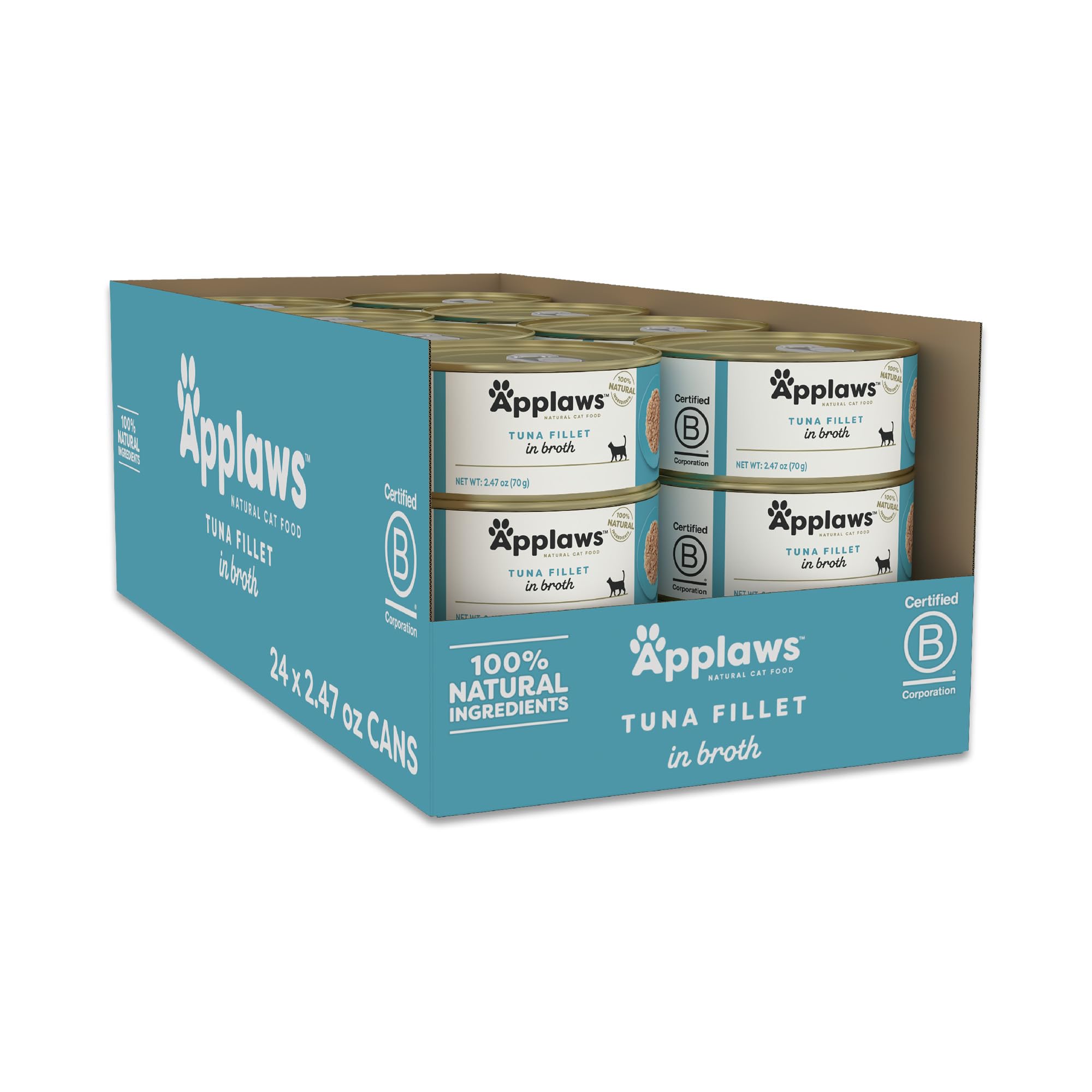 Natural Wet Cat Food, 24 Pack, Limited Ingredient Canned Wet Cat Food, Tuna Fillet in Broth, 2.47oz Cans