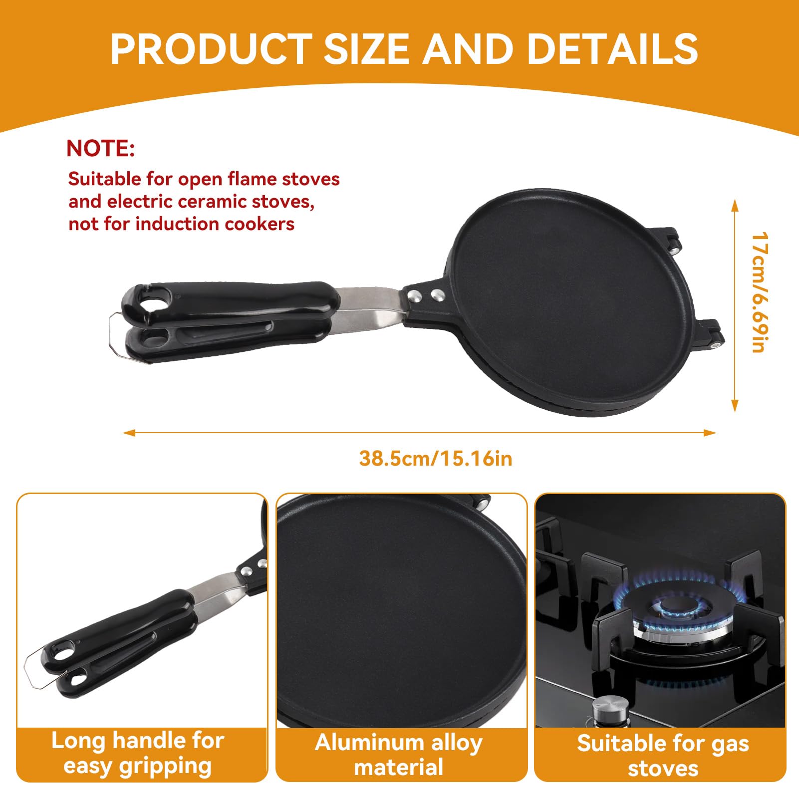 Waffle Cone Maker, Aleación de Aluminio Egg Roll Ice Cream Cone Maker Waffle Irons Baking Pan Non Stick Waffle Irons Mold Pan Non-stick Egg Roll Maker for Kitchen