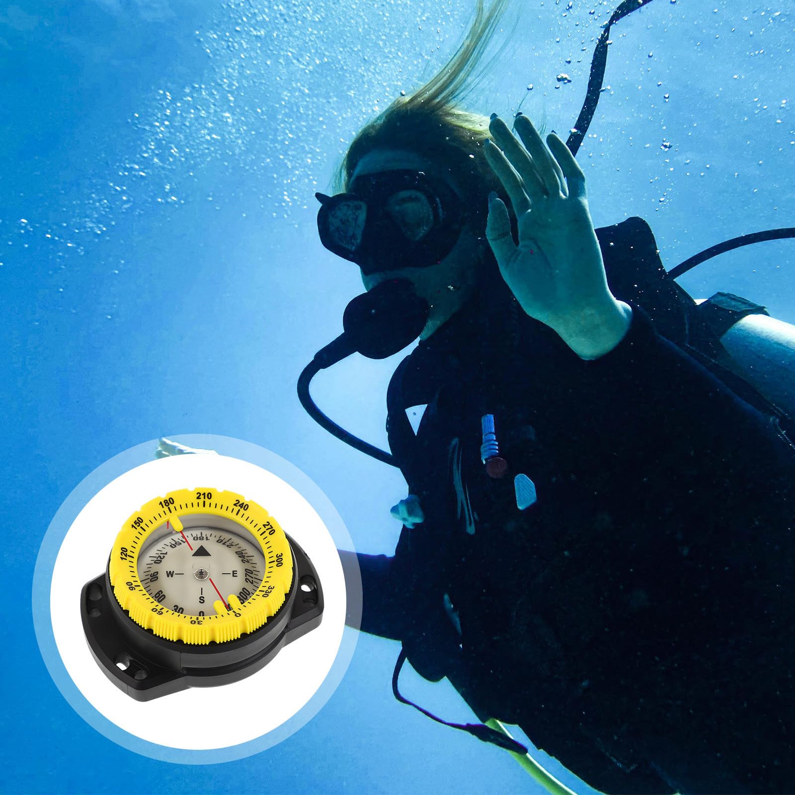 Bussola da Immersione Luminosa con Cinturino Elastico
