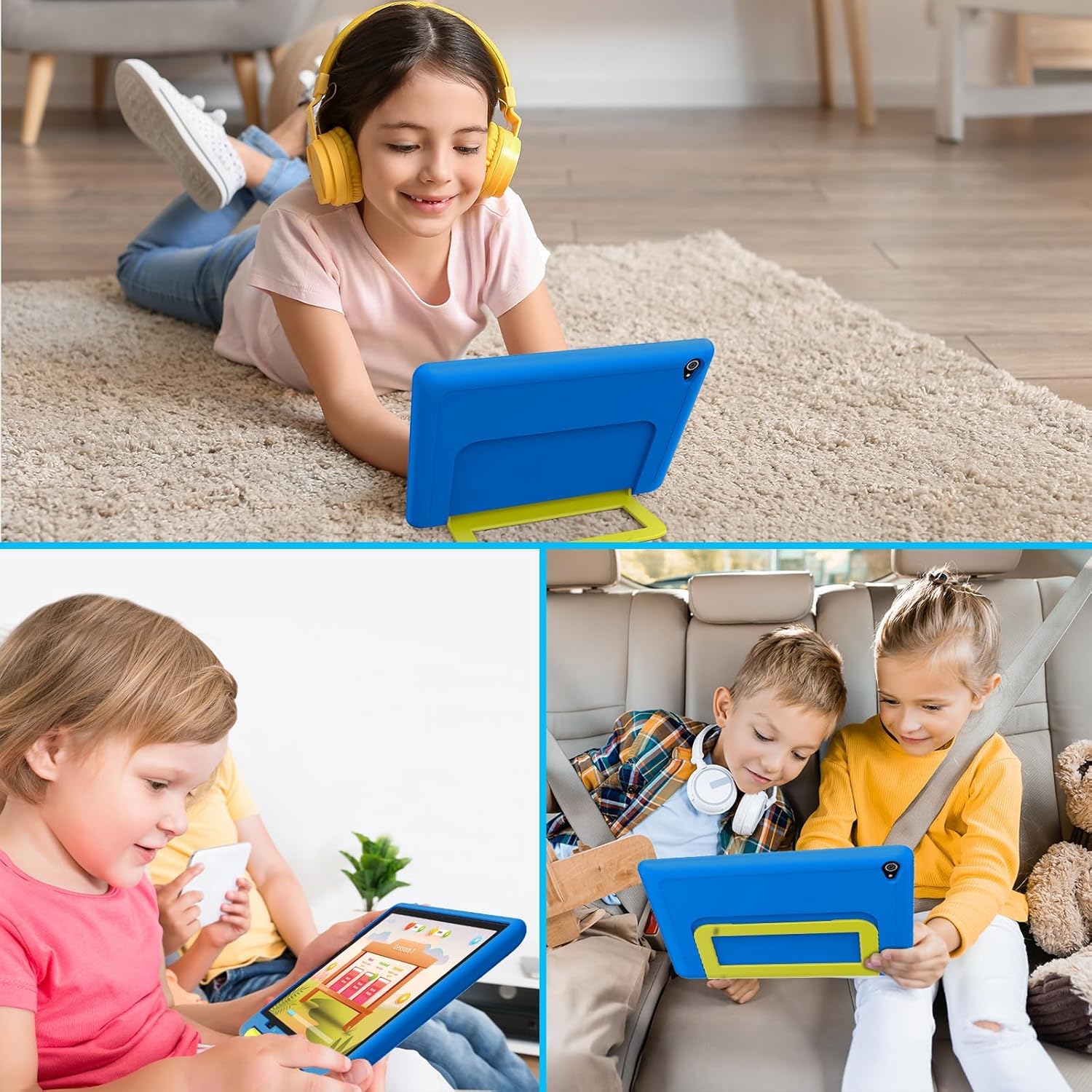 10 Inch Kids Tablet, Android 14 tablet for kids with Octa Core Processor, 8GB RAM 64GB ROM 1TB TF, 5000mAh Battery, WiFi, Bluetooth, Type-C, Kids Tablets with 8+5MP Dual Camera (Blue) — view 5