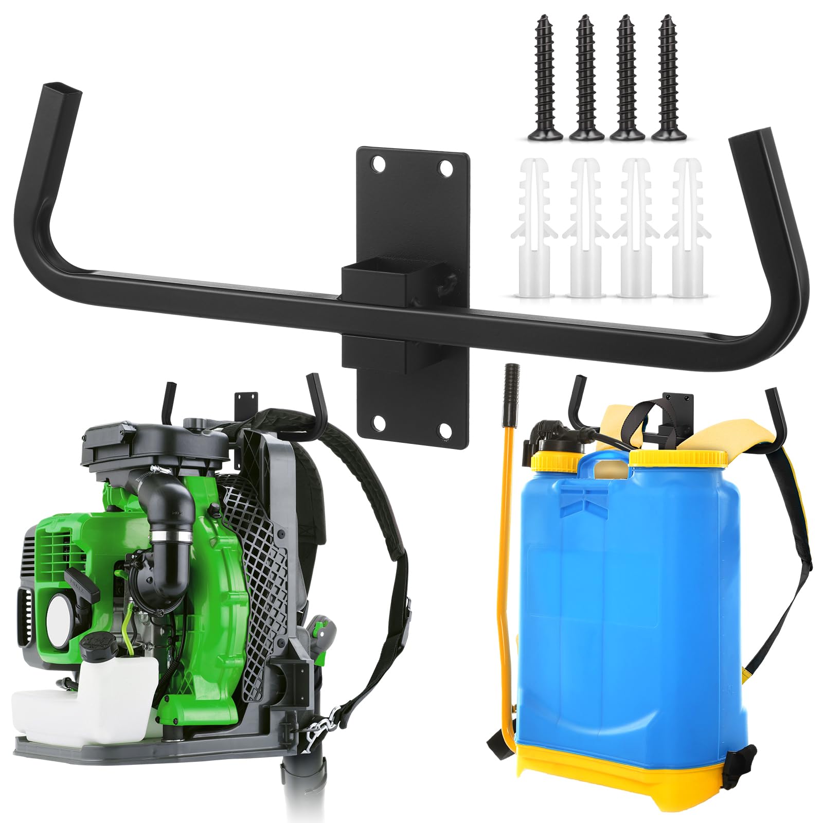 Shimeyao Soporte para soplador de mochila, pulverizador, montaje en pared, soporte de pared para motosierra, soporte de pared, accesorios para organización de garaje, remolque, almacenamiento de