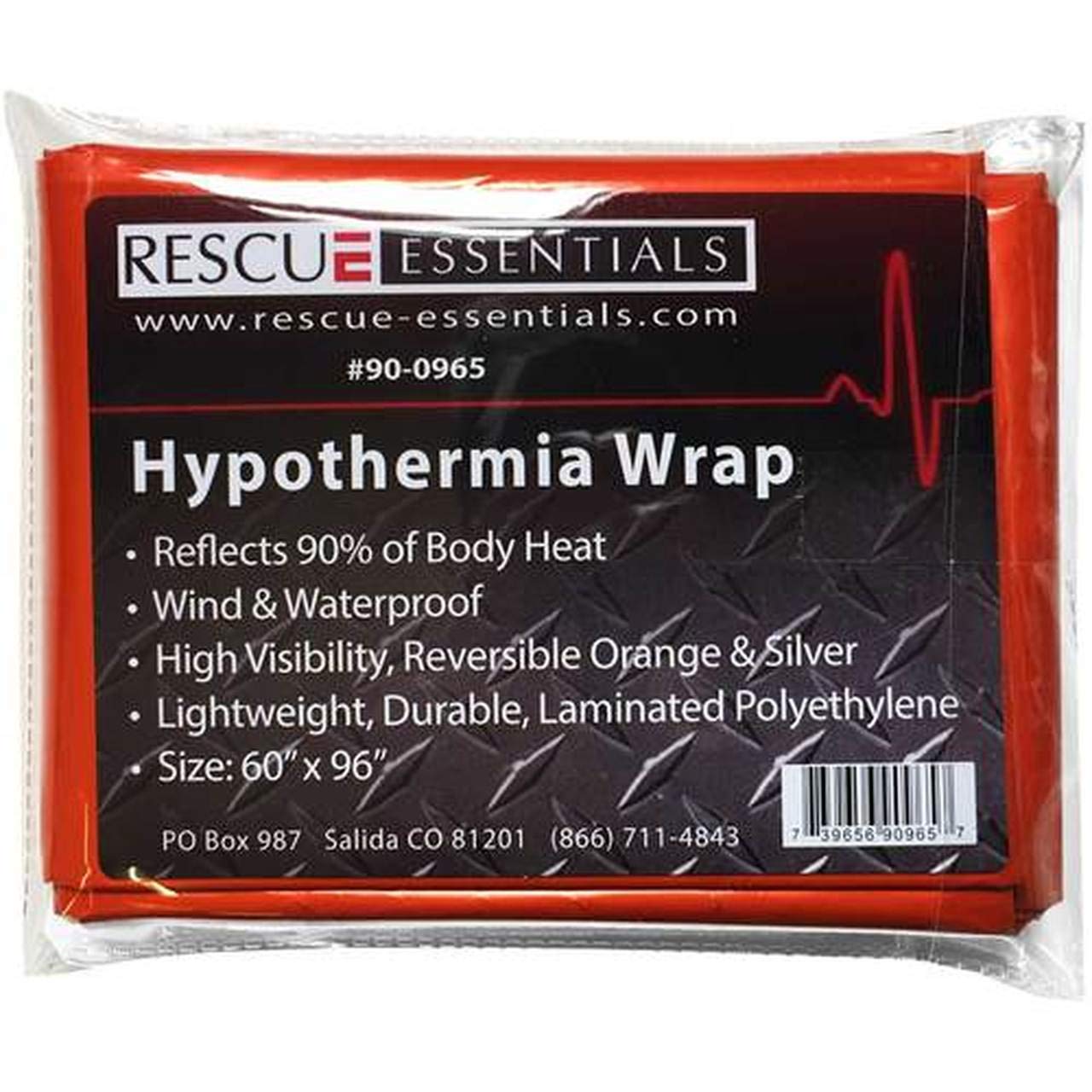Rescue Essentials Hypothermia Wrap Blanket, Oversized 60" x 96", Mylar