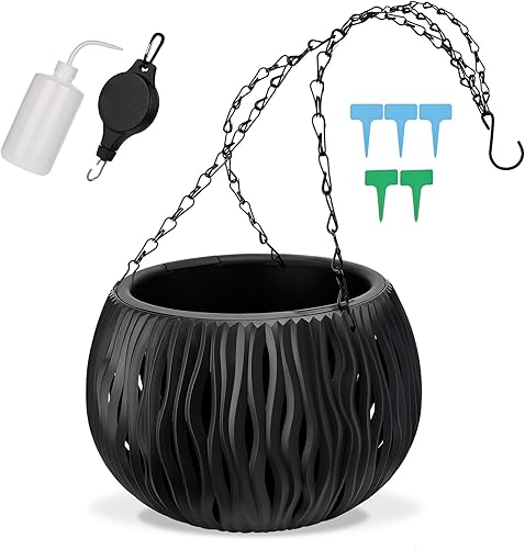 Yardivative Macetas colgantes para plantas de interior macetas con drenaje y cadena cestas colgantes para plantas macetas de plástico al aire libre