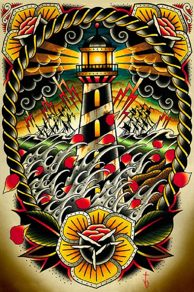 Amazon.com: 4 Old School American Traditional Tattoo Ships by