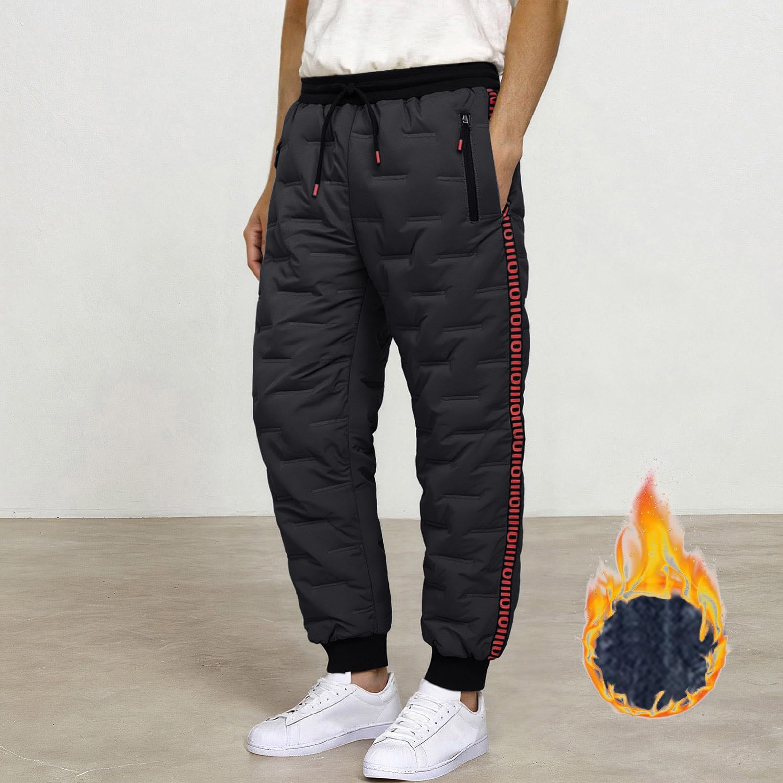 Generico Pantaloni Tuta Uomo Baggy,Pantaloni Casual Foderati in Pile per Comfort E Calore Versatili da Indossare Tutti I Giorni per attività All'Aperto E al Chiuso