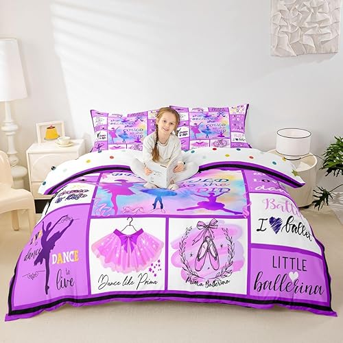 Miniatura 2 de Funda de edredón de ballet para niñas, juego de ropa de cama de bailarina de ballet teñido anudado para niños, adolescentes, adultos, mujeres,