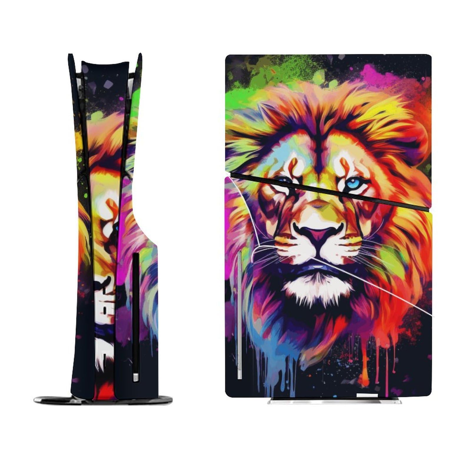 Calcomanía para PS5 Slim Disc Skin Painting Lion Skin Console Controller Accessories Cover Skins Anime Vinyl Cover Sticker Full Set Only for Playstation5 Slim Disk Edition