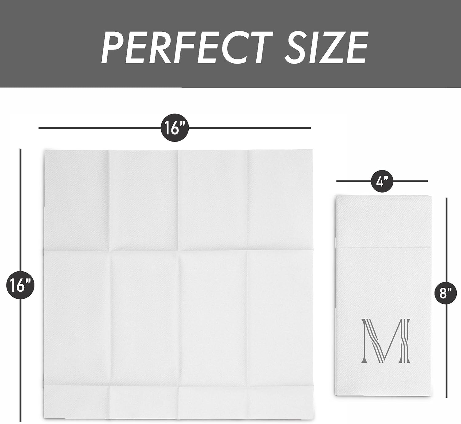 50-Pack Monogrammed Napkins With Pocket For Flatware, 16" x 16" Silver Foil Letter Q Disposable Linen-Feel Napkins, Prefolded Silverware Pocket Napkins For wedding, Party Or Baby Shower