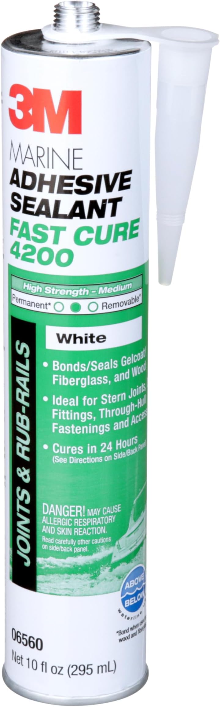 3M Marine Adhesive Sealant Fast Cure 4200 (06560) – Semi-Permanent Flexible Adhesive Sealant for Boats and RVs – White - 1/10 Gallon