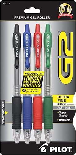Pilot G2 Bolígrafos de tinta de gel retráctiles de primera calidad punta ultra fina Variados