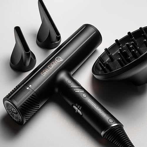 Miniatura 2 de SRILabs DryQ - Secador de pelo 'Smart', súper ligero, plegable, motor potente, silencioso, tecnología infrarroja e iónica, 3 accesorios magnéticos,