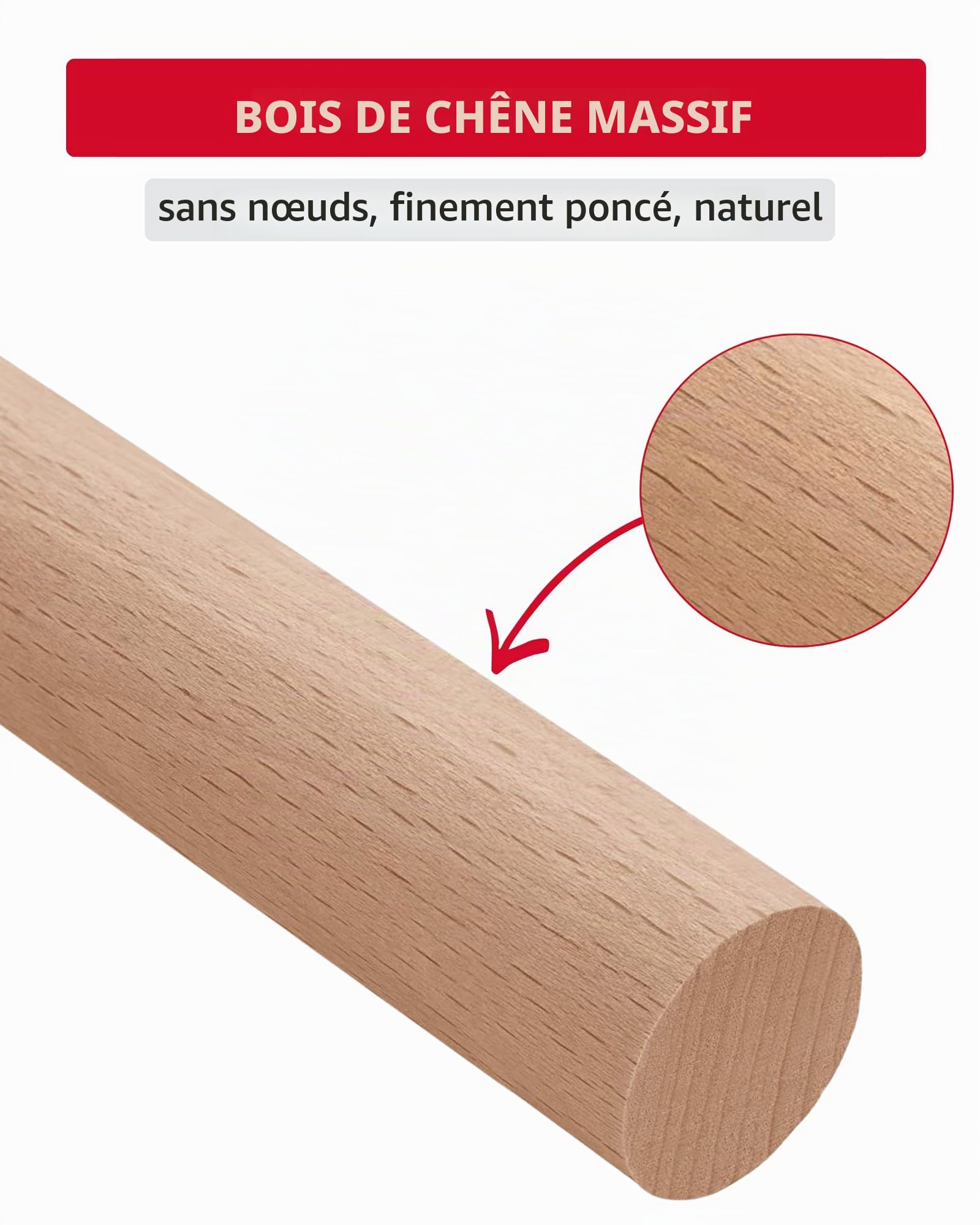Gedotec Tige ronde en hetre lisse | tiges en bois | batons de bricolage 40 x 1000 mm | lot de 5 | tiges en hetre a bricoler | tige en bois massif | batonnets
