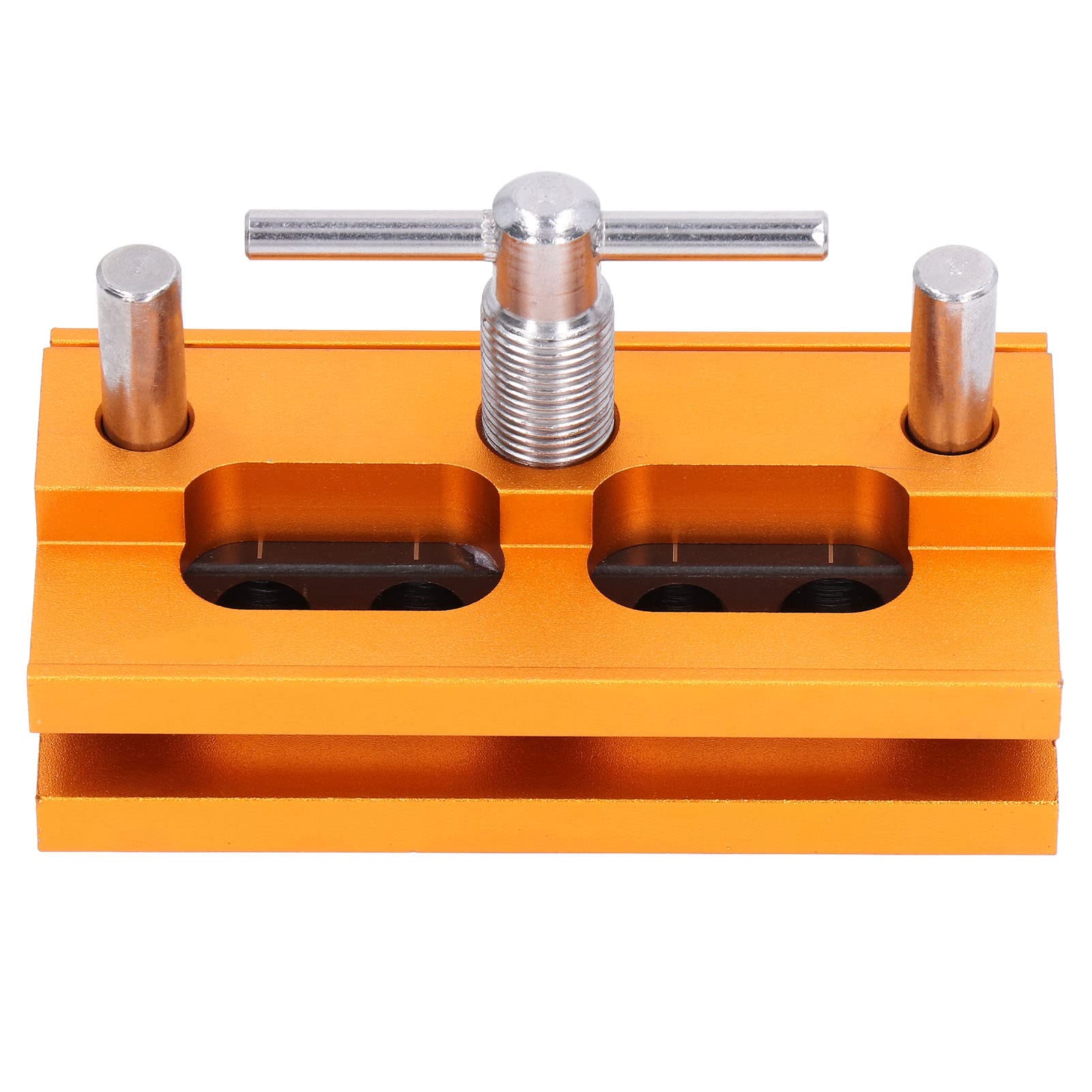 Dima per Spinatura Legno, Kit di Maschere di Centraggio Autocentranti, Guida di Foratura a Larghezza Regolabile, Localizzatore di Foratura Verticale in Legno Giallo da 64 mm