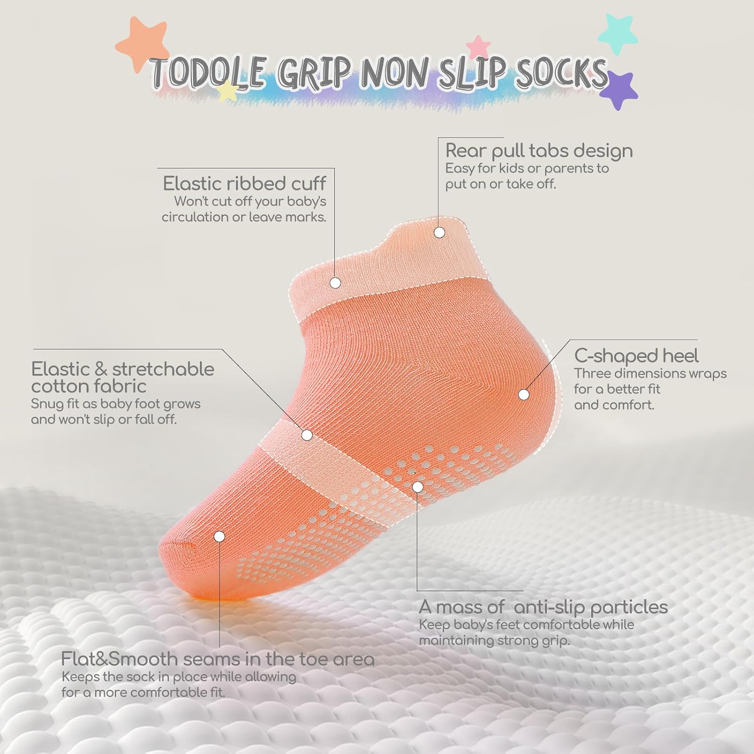 Baby Toddle Socks Grip Non Slip Kids Boys Girls Cotton 12 Pack Ankle Cute Newborn Socks - Image 3