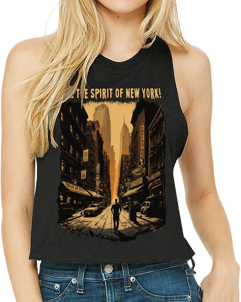 New York Themed Racerback Cropped Tank - Cool Women's Tank - Illustration Tank Top