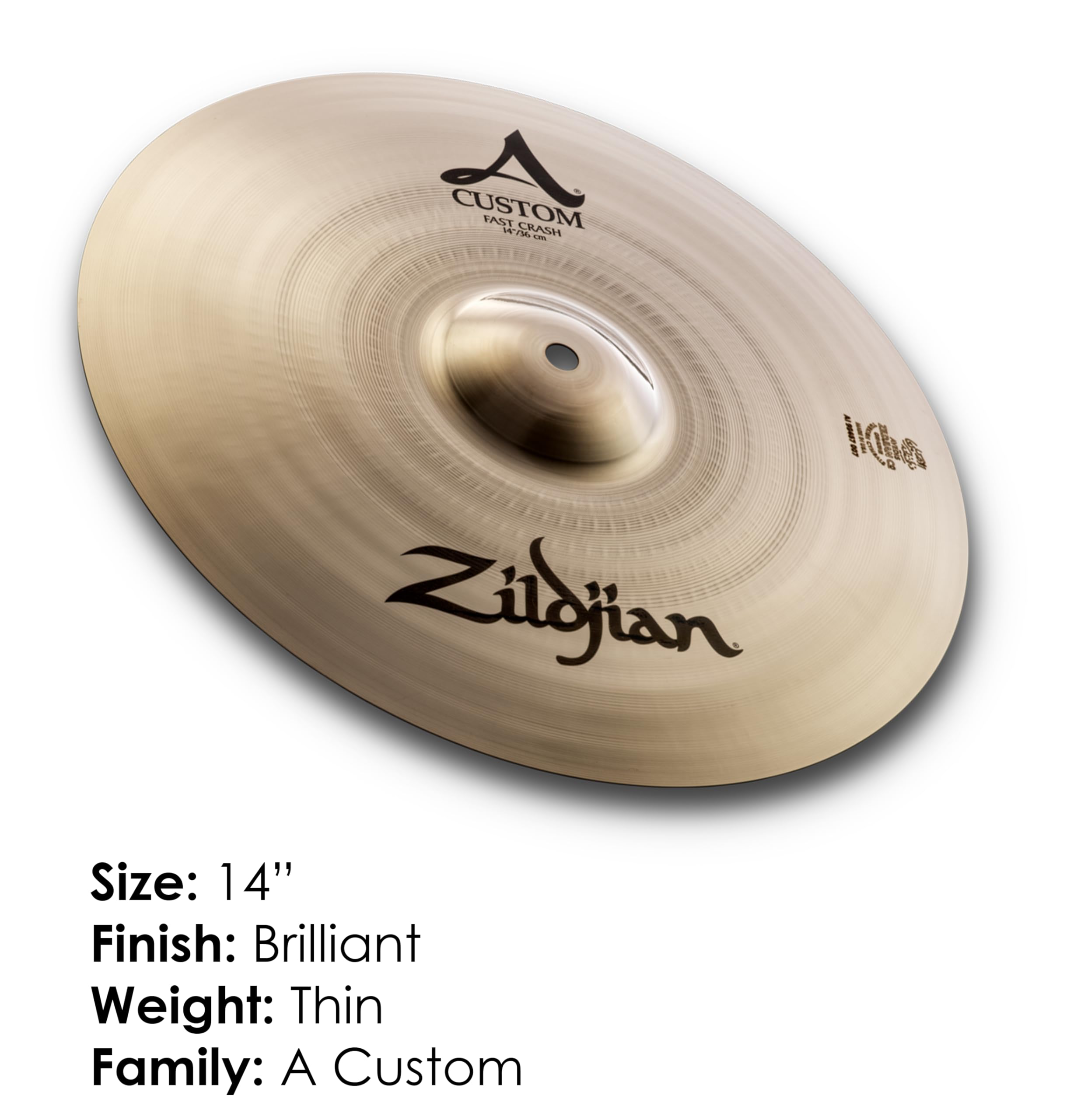 Zildjian A Custom Series - 14" Fast Crash Cymbal - Brilliant finish