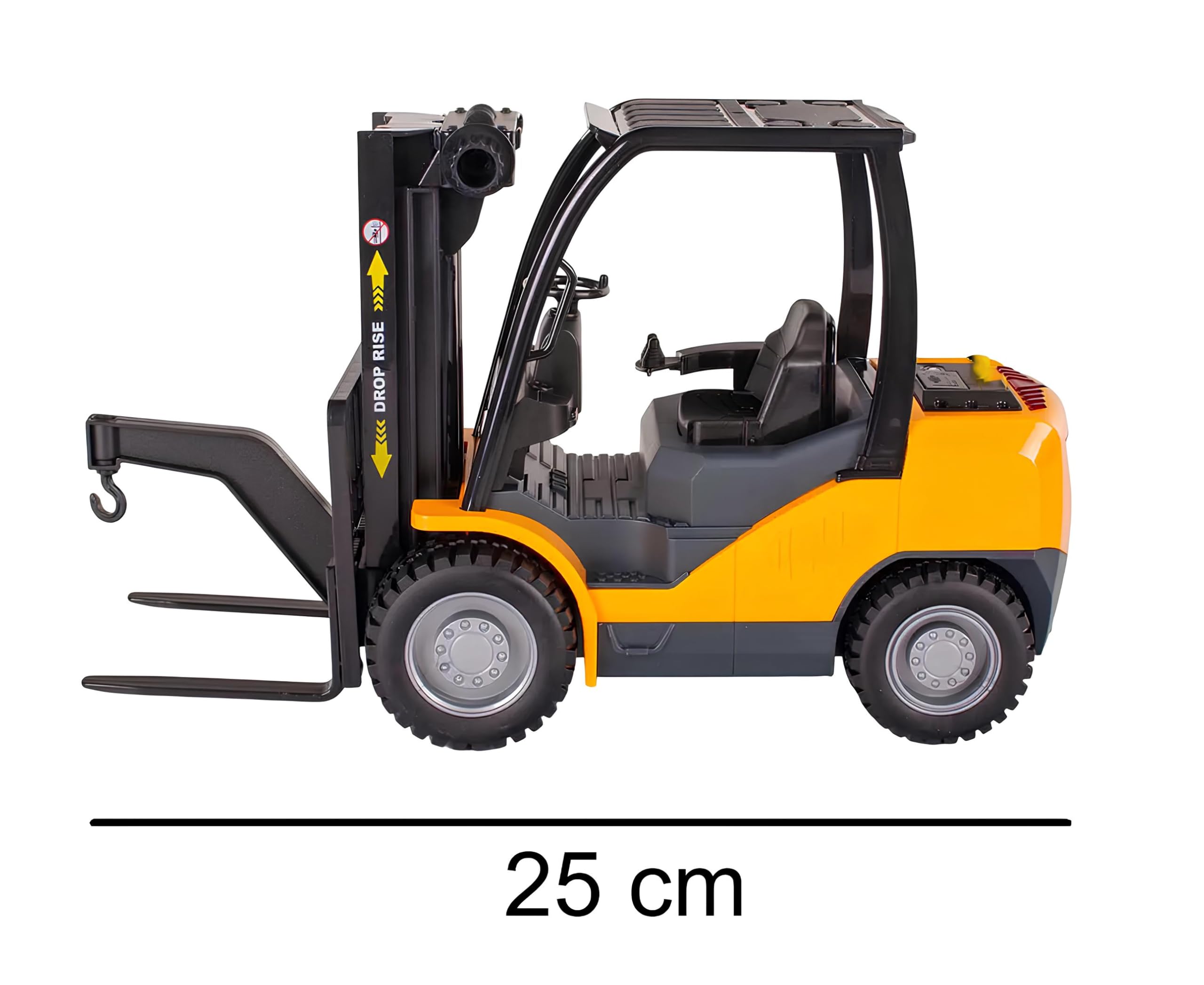 Carrello Elevatore Giocattolo con Suoni Reali Luce Movimento a Frizione Muletto Grande cm 25 Forklift con Gancio Pedana Pallet Grande Modellino Forca Carrello a Forche Porta Transpallet Porta Pedane
