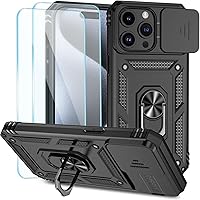 Vista 18 de SunStory Funda compatible con iPhone 15 Pro Max con protector de pantalla HD, cubierta de cámara deslizante y soporte de anillo giratorio