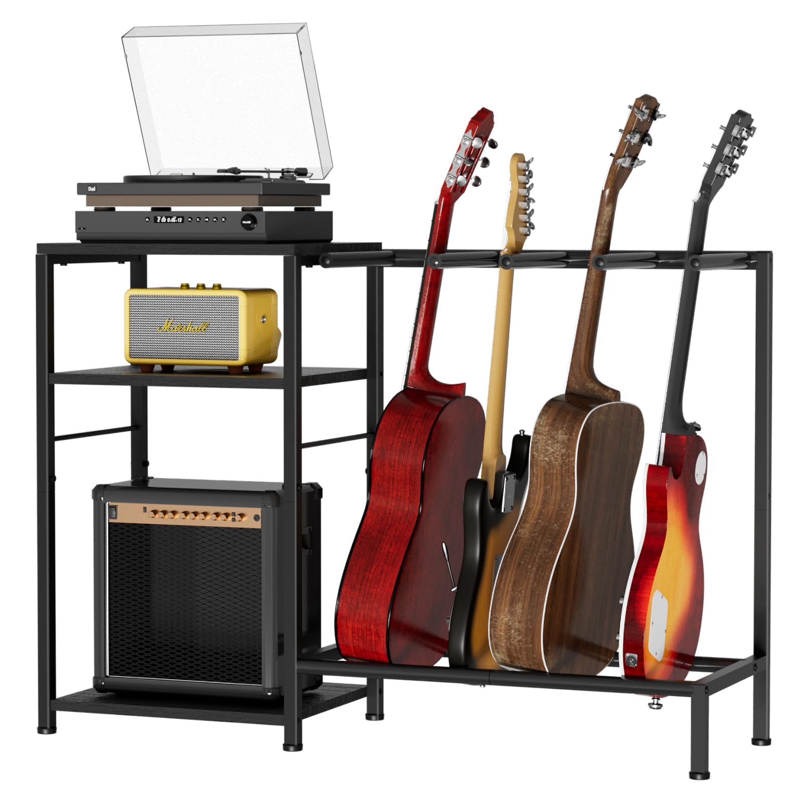 Stojak na gitarę do wielu gitar, regulowany uchwyt na gitarę z wyściełaną ochroną na wzmacniacz, gitarę elektryczną, basową, wzmacniacz, stojak na multiwyświetlacz, do domu lub studia