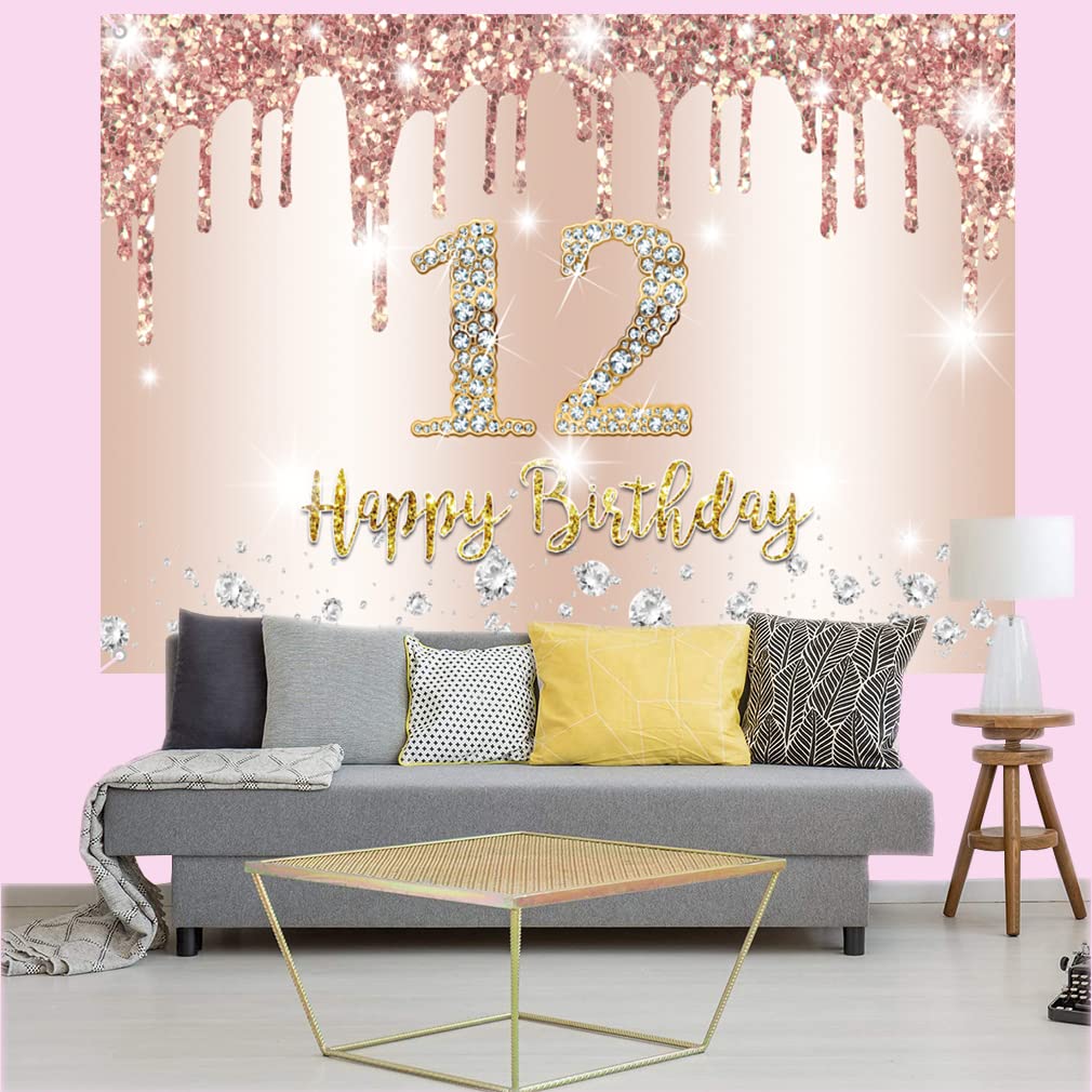 Fascia Per Capelli E Fiocco Per 16° Compleanno, Oro Rosa Con Strass, Rosa Glitterato, Misura Cerchietto 12 Cm, Nastro 160x9,5 Cm - 3