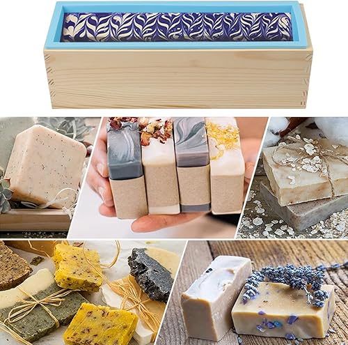 Miniatura 7 de 3 moldes para pan de jabón, moldes de jabón de 42 onzas para hacer jabón con cajas de madera, juego de 3, caja de barra de jabón se puede utilizar