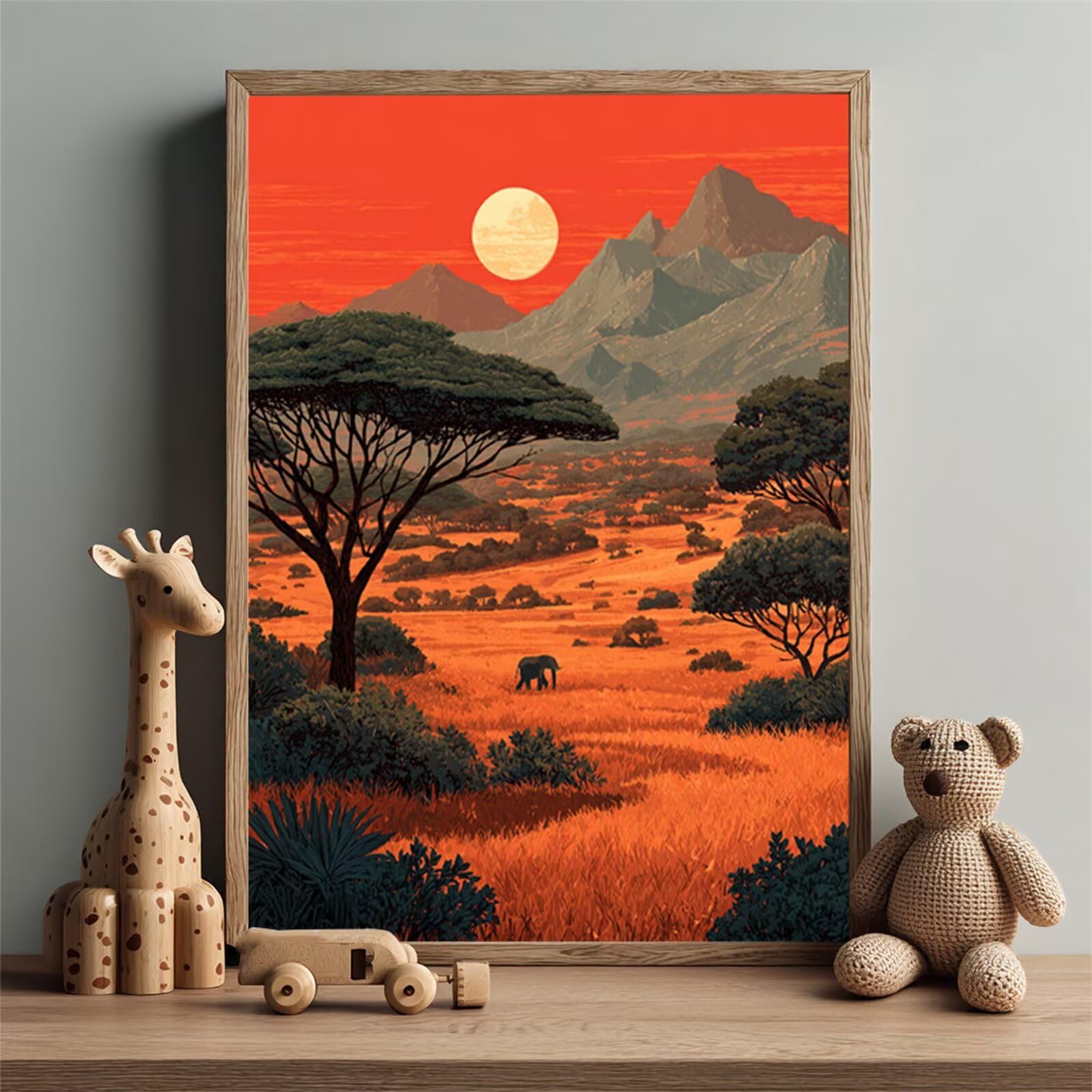 Albero Dipingere con i Numeri Adulti con Telaio, Tramonto Dipingere con i Numeri Kit, DIY Disegni da Colorare per Adulti con Pennelli e Vernice Acrilica, Regalo Amica, Decorazioni Casa 50x70cm 0-7627