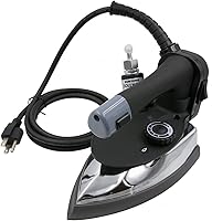 Vista 4 de Silver Star ES-300 Steam Iron – 110 Volt Gravity Fed Hanging Bottle Clothes Iron with Non-Stick Laminate Sole Plate, Demineralizer Cartridge