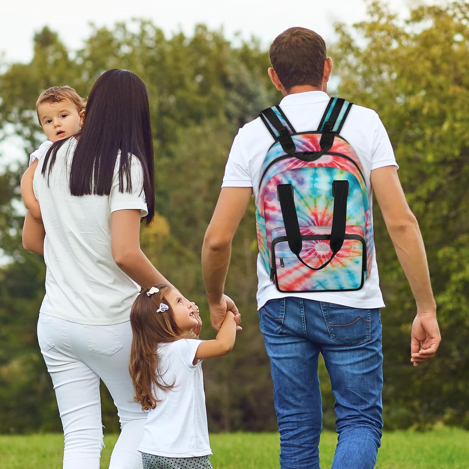 Tie Dye Pattern Diaper Bag Backpack for Travel, Waterproof Diaper Bag with Insulated Bottle Pockets & USB Port, Large Capacity Baby Bag for Moms & Dads