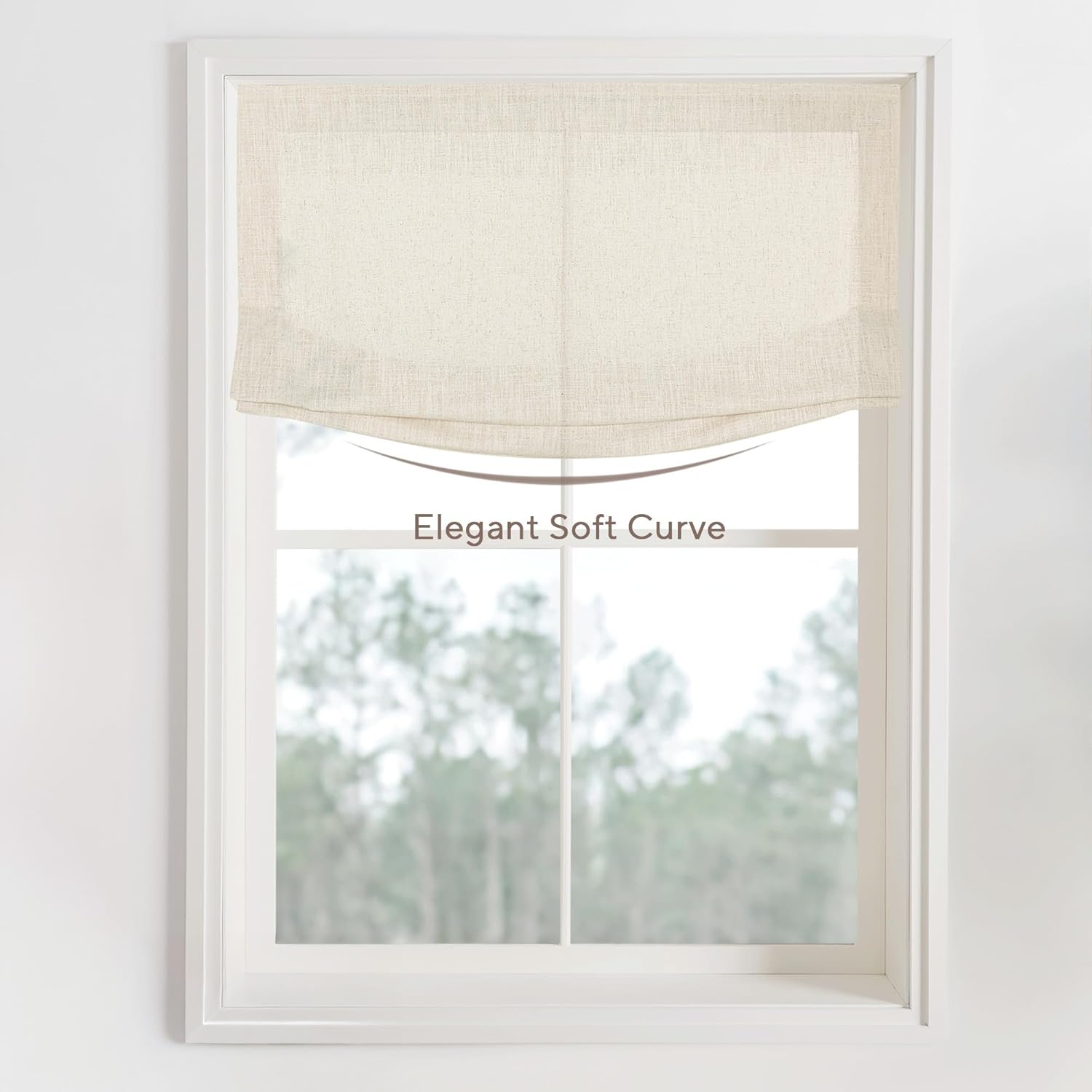 Lily Cordless Relaxed Roman Window Shades, Custom Linen Blackout Roman Shades for Windows, Room Darkening Roman Blinds for Bedroom, 1 Shade, Relaxed