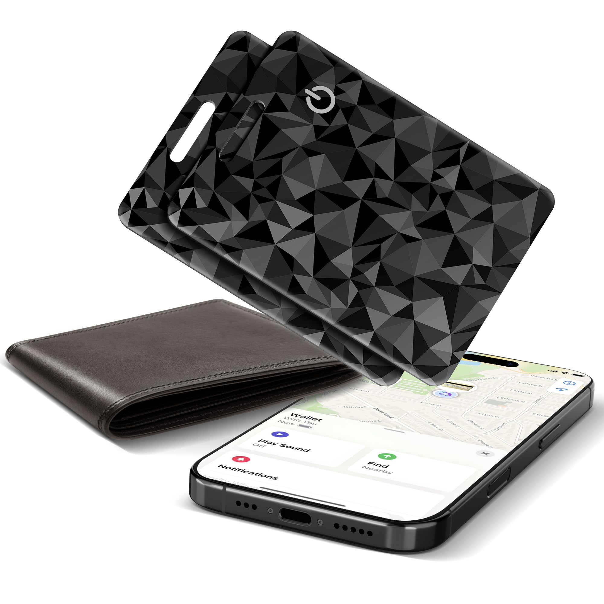 Wallet Tracker Card for Apple Find My (iOS Only), Ultra-Thin Bluetooth Tracker Smart Card Wallet Finder, IP68 Waterproof Slim Item Locator for Wallets, Keys, Passport & Luggage Tags (Diamond Black)-picture-28