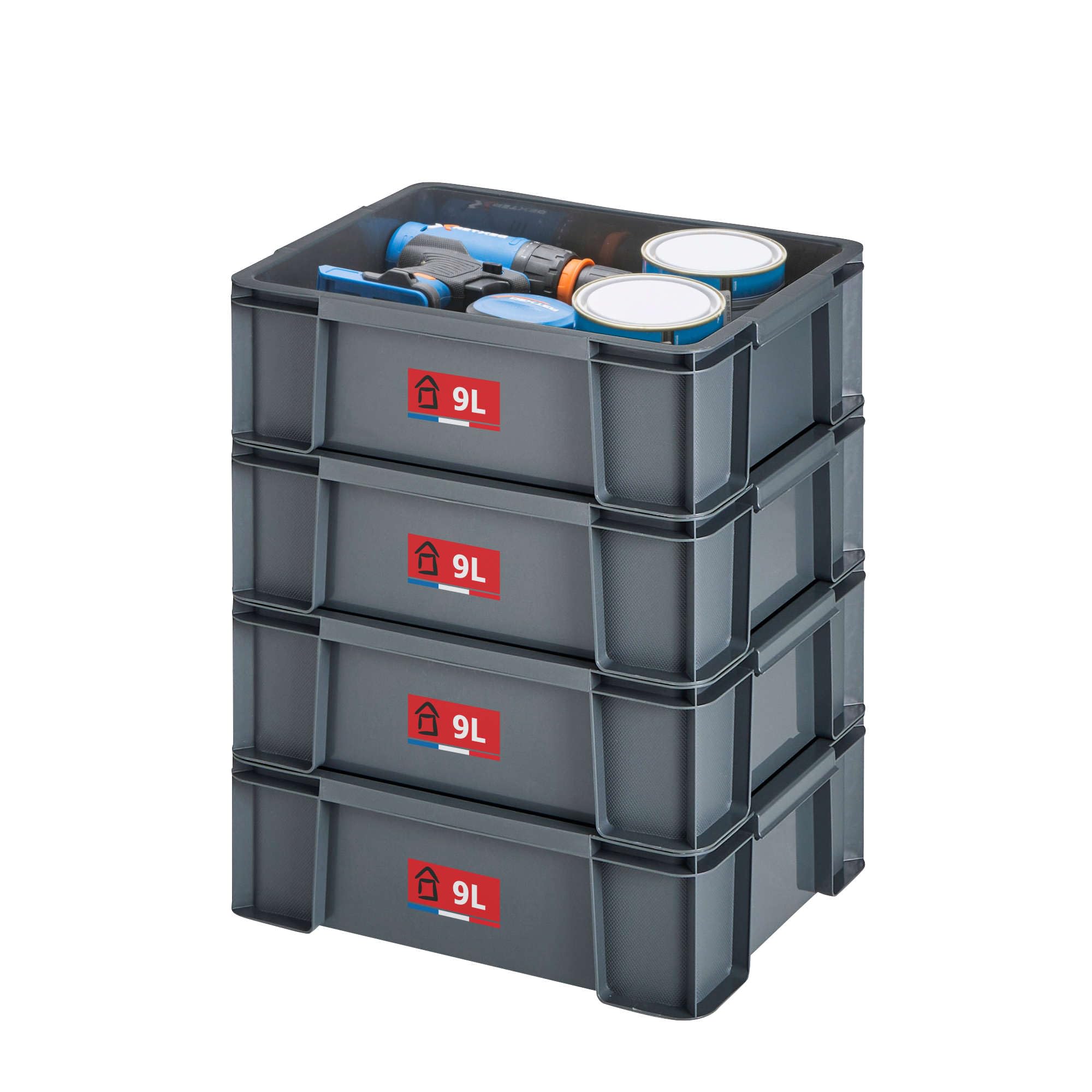 Sundis set of 4 MASTER BOX, 9L - Modular and stackable - Anthracite grey