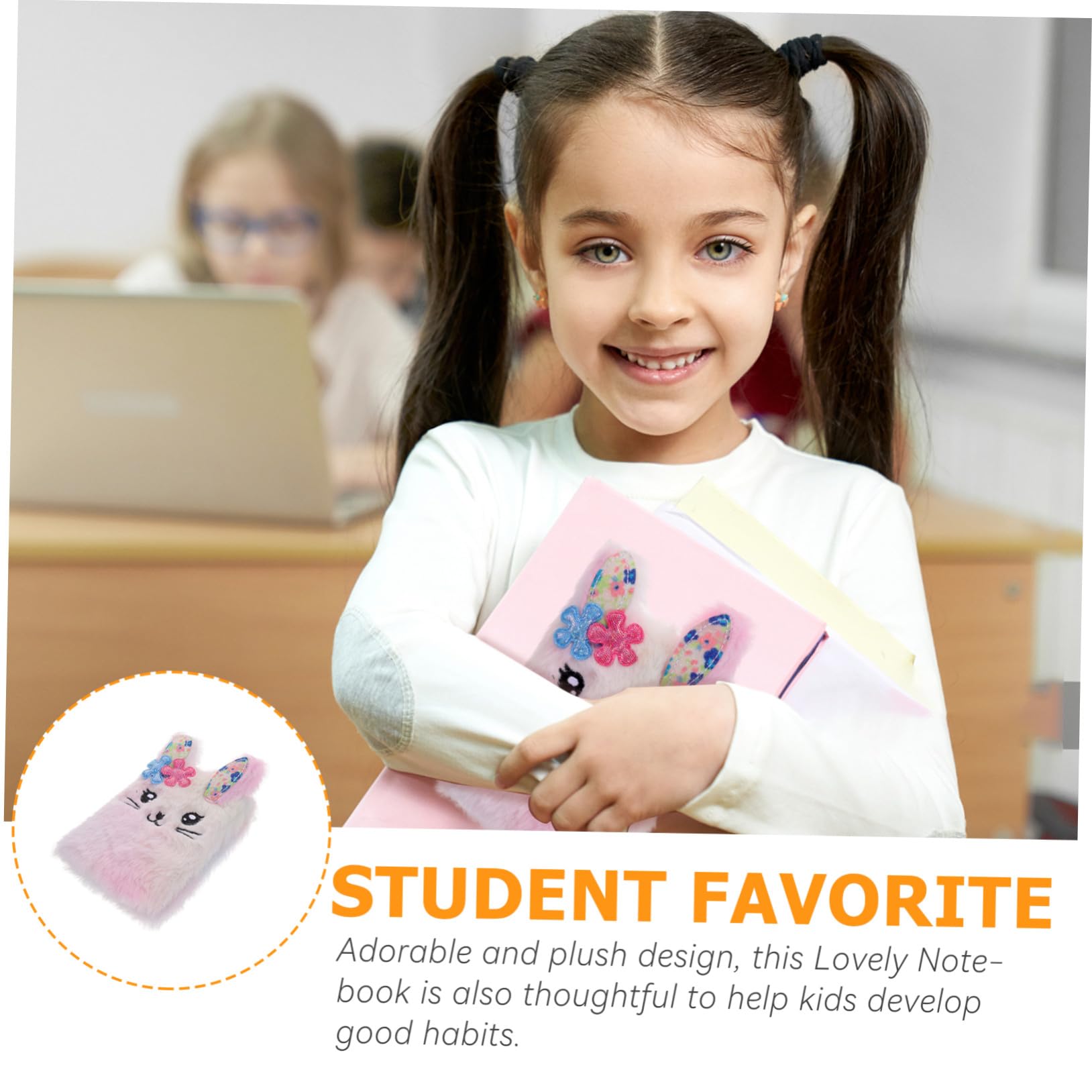 FUNNETOYU Fluffy Cartoon Rabbit Notebook for Girls Portable Mini Diary Journal Writing Book 4.33X3.35X0.79In Lightweight Daily Use Diary for Notes and Planning - Image 3