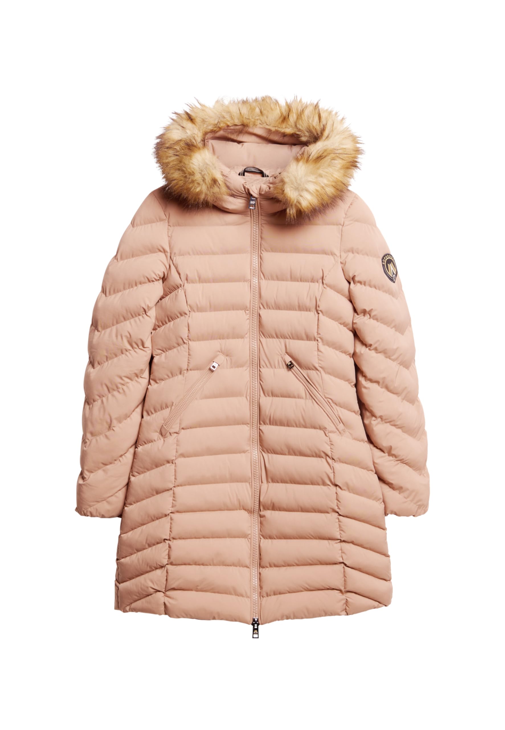 Superdry Women's Beige Fuji Faux Fur Puffer