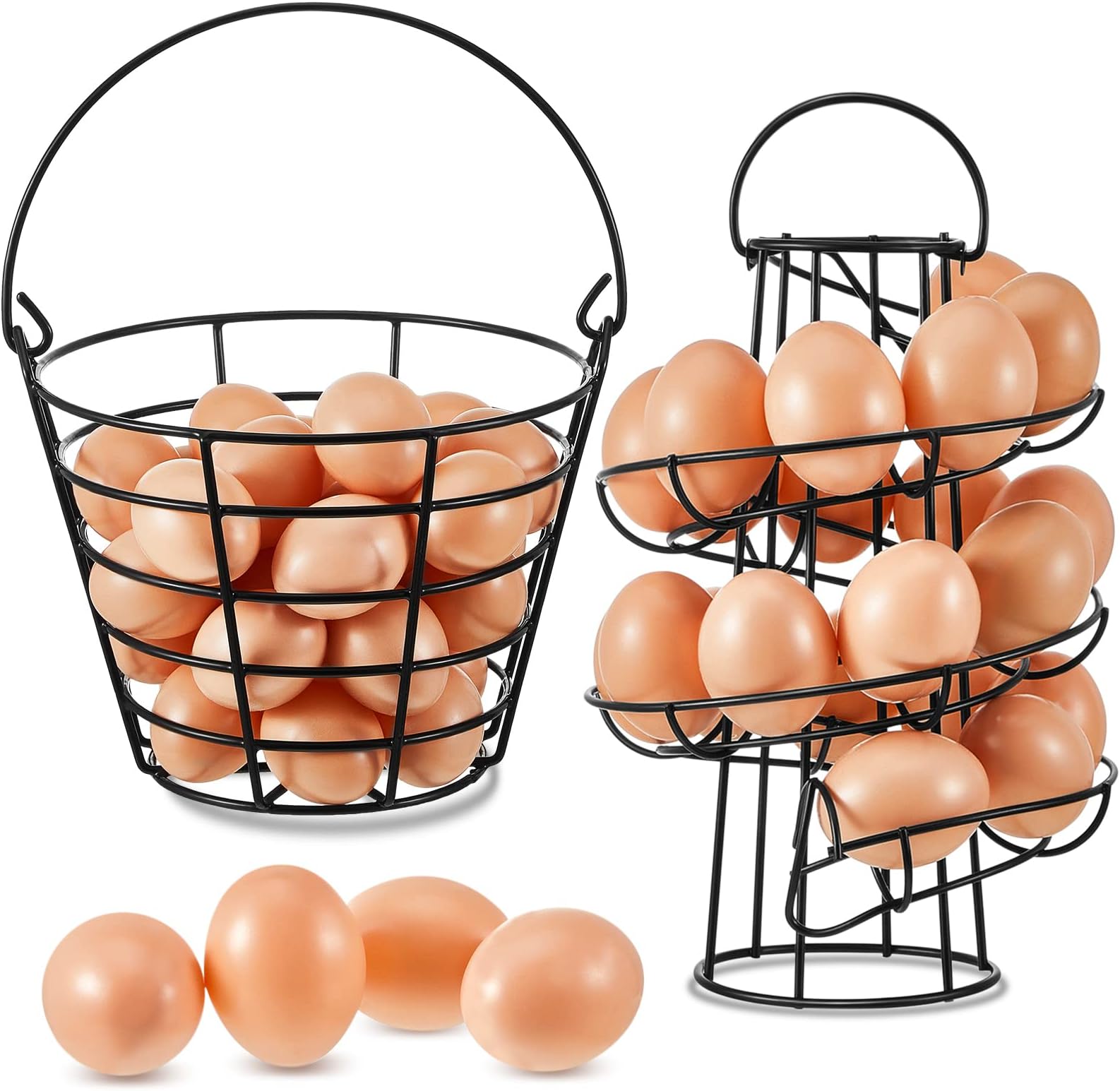 Wire Egg Storage Basket, 30 Capacity Egg Holder, Egg Spin