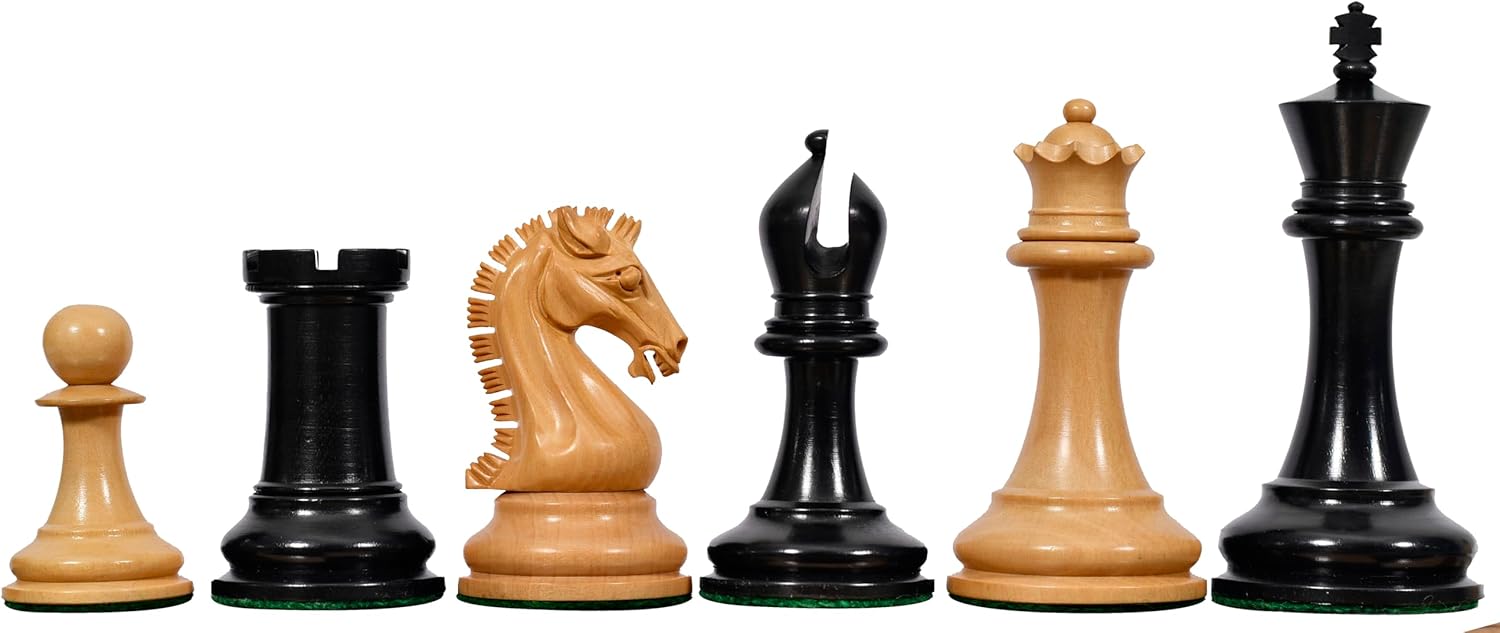 The Sinquefield Cup 2017 Reproduced Original Staunton Chess Pieces in Genuine Ebony Wood & Boxwood – 3.75" King | Handcrafted Weighted Tournament Chessmen by Chessbazaar