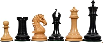 The Sinquefield Cup 2017 Reproduced Original Staunton Chess Pieces in Genuine Ebony Wood & Boxwood 3.75" King | Handcrafted Weighted Tournament Chessmen by Chessbazaar