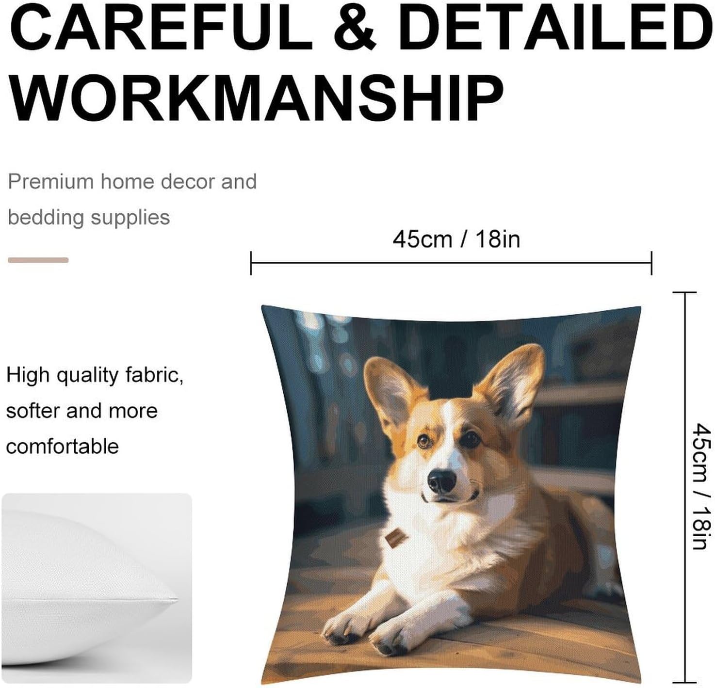 Decorative Throw Pillow Cover Soft Cushion Case Cushion Cover 18" image 2