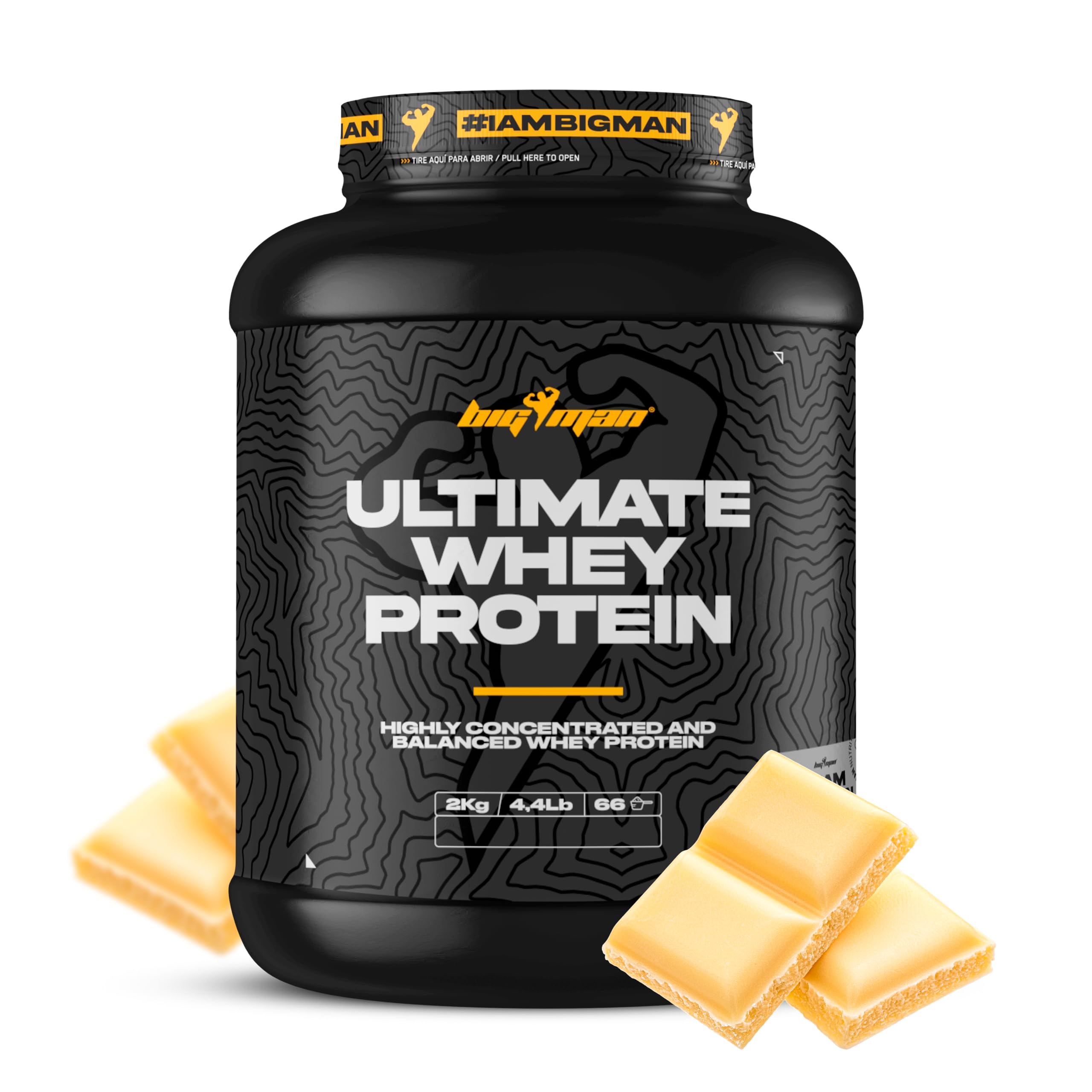 Pack BigMan Ultimate Whey Proteína 2kg + Creatina 300Gr + Shaker PRO | Fuerza, Resistencia | Masa Muscular | Tonificación Muscular | Recuperación Deportiva (2 KILOS, Choco Blanco)