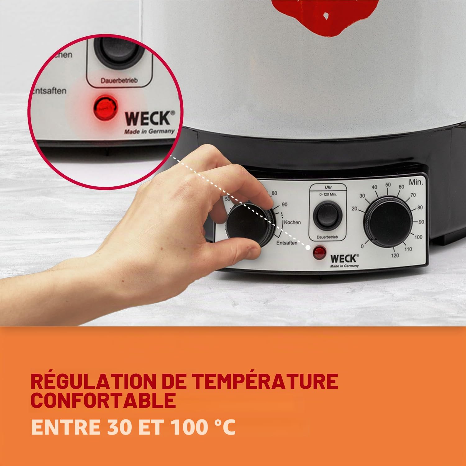 Weck Stérilisateur électrique WAT 15, 29 litres, Émail, Autocuiseur programmable avec thermostat et minuterie