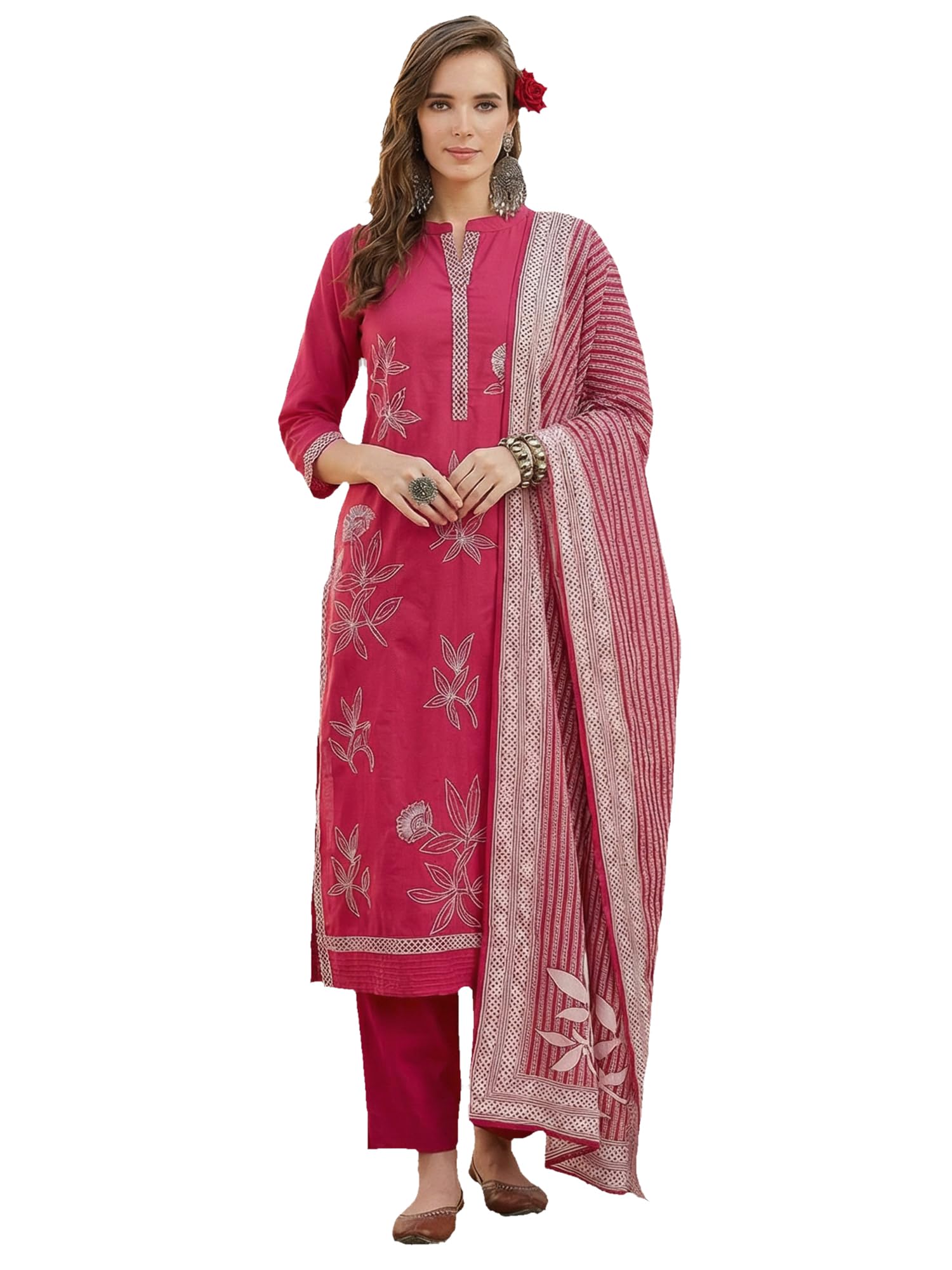 indo era Women Pure Cotton Kurta Set with Dupatta | Festive Suit Set, 10884-picture-34